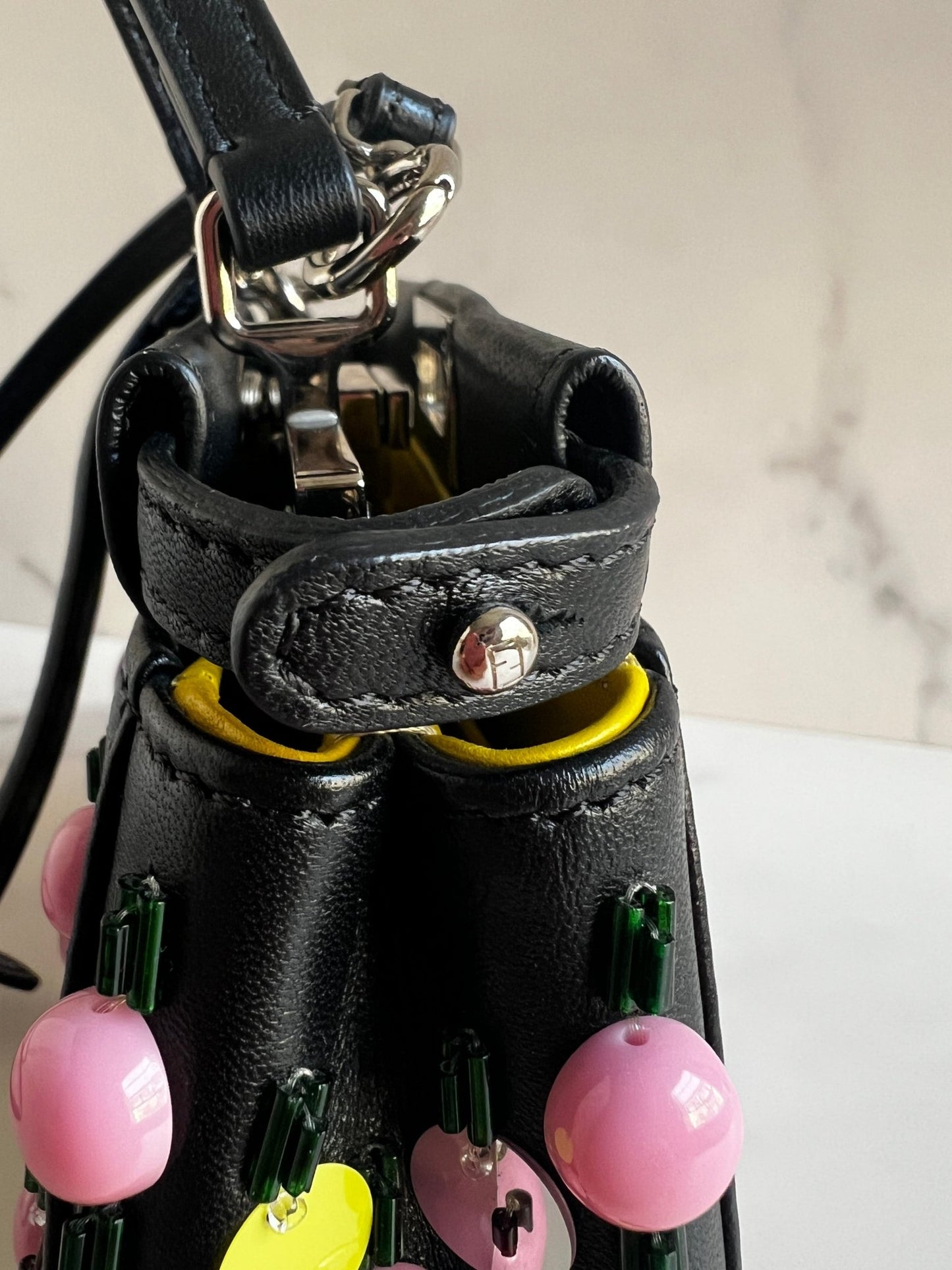 Fendi Beaded Nano Peekaboo Bag Black - Styles via Sina