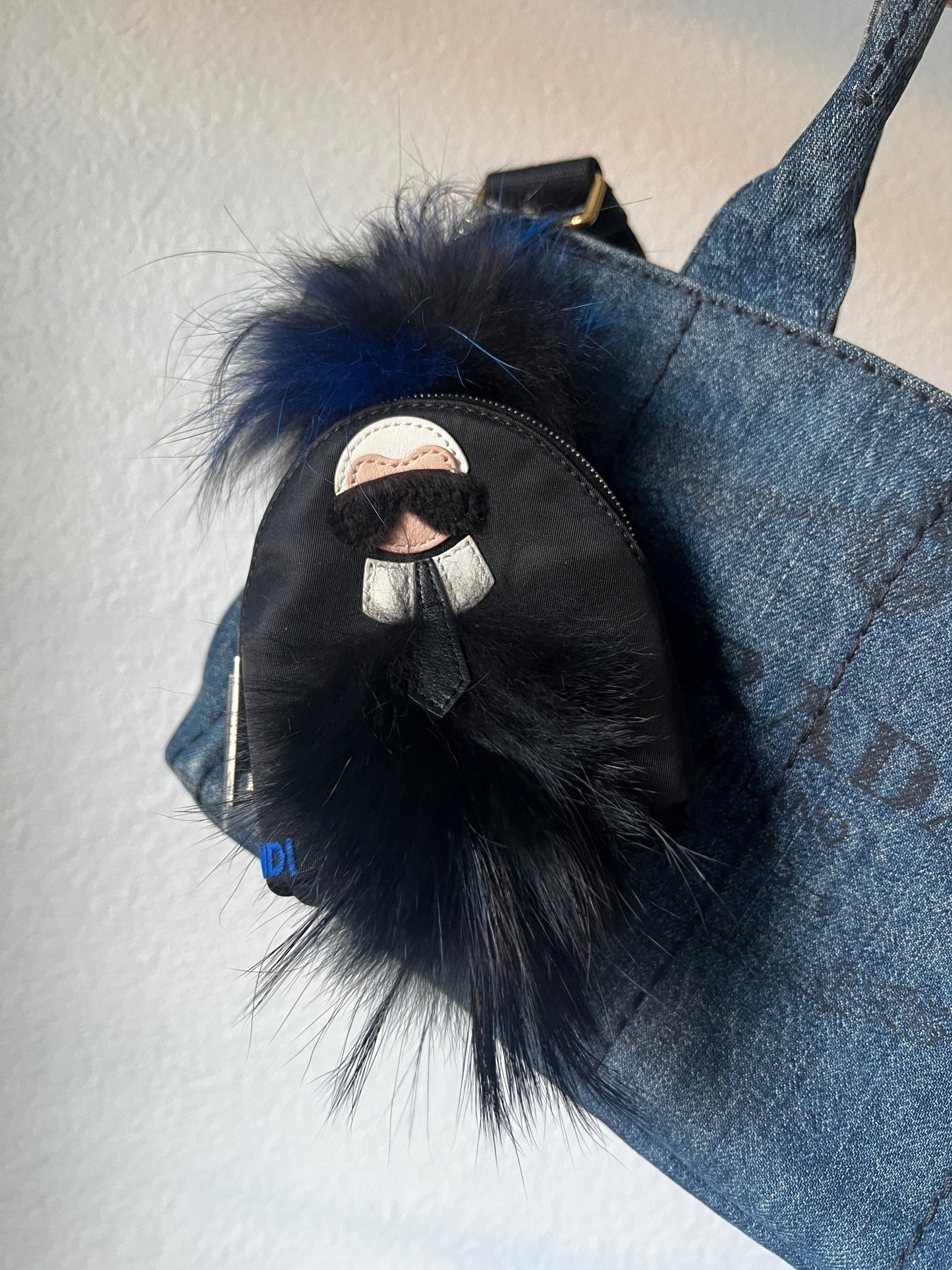 Fendi Karl Lagerfeld Backpack Bag Charm Black/Blue - Styles via Sina