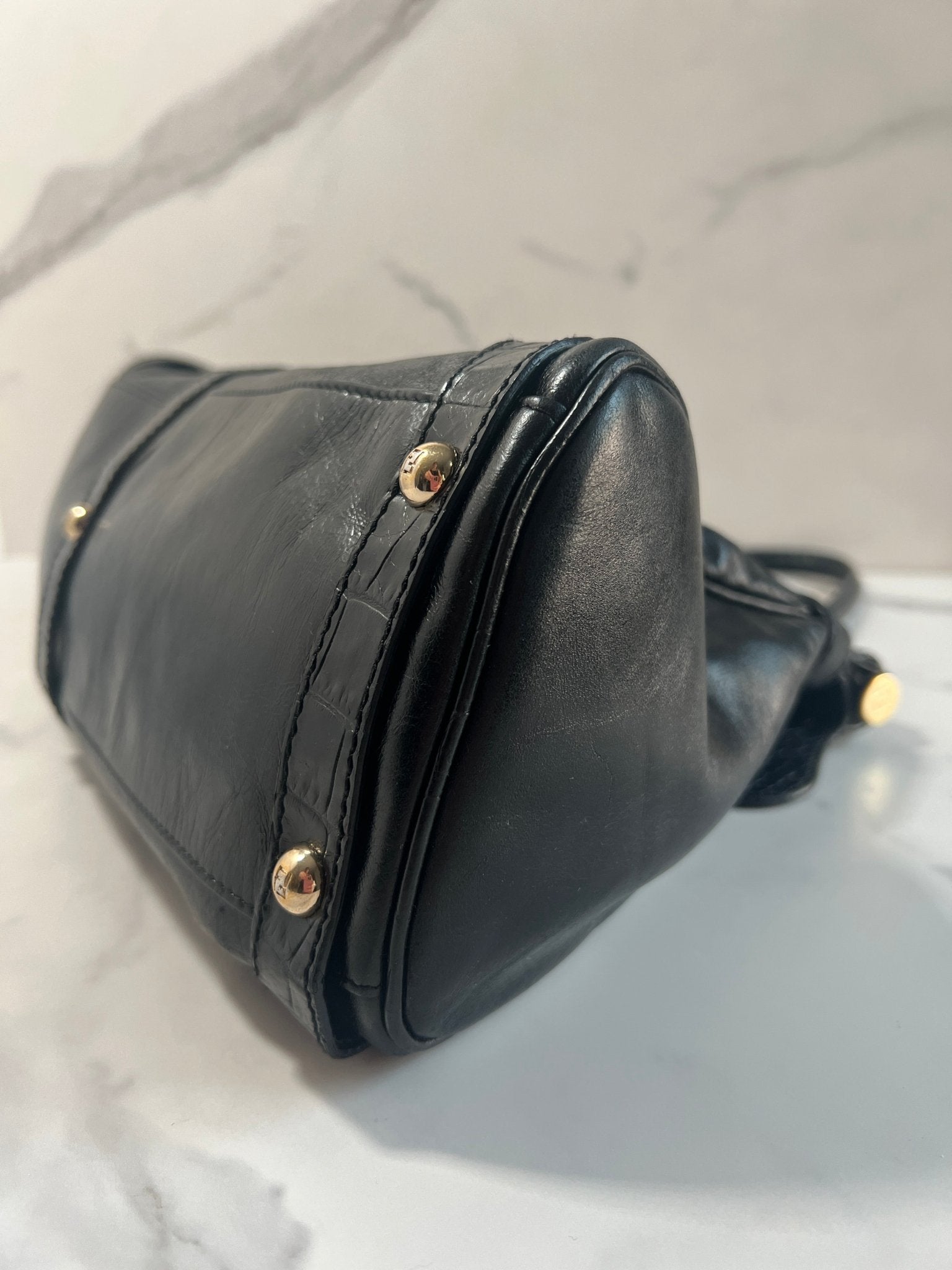 Fendi Magic Bag Leather with Crocodile Accents Black - Styles via Sina