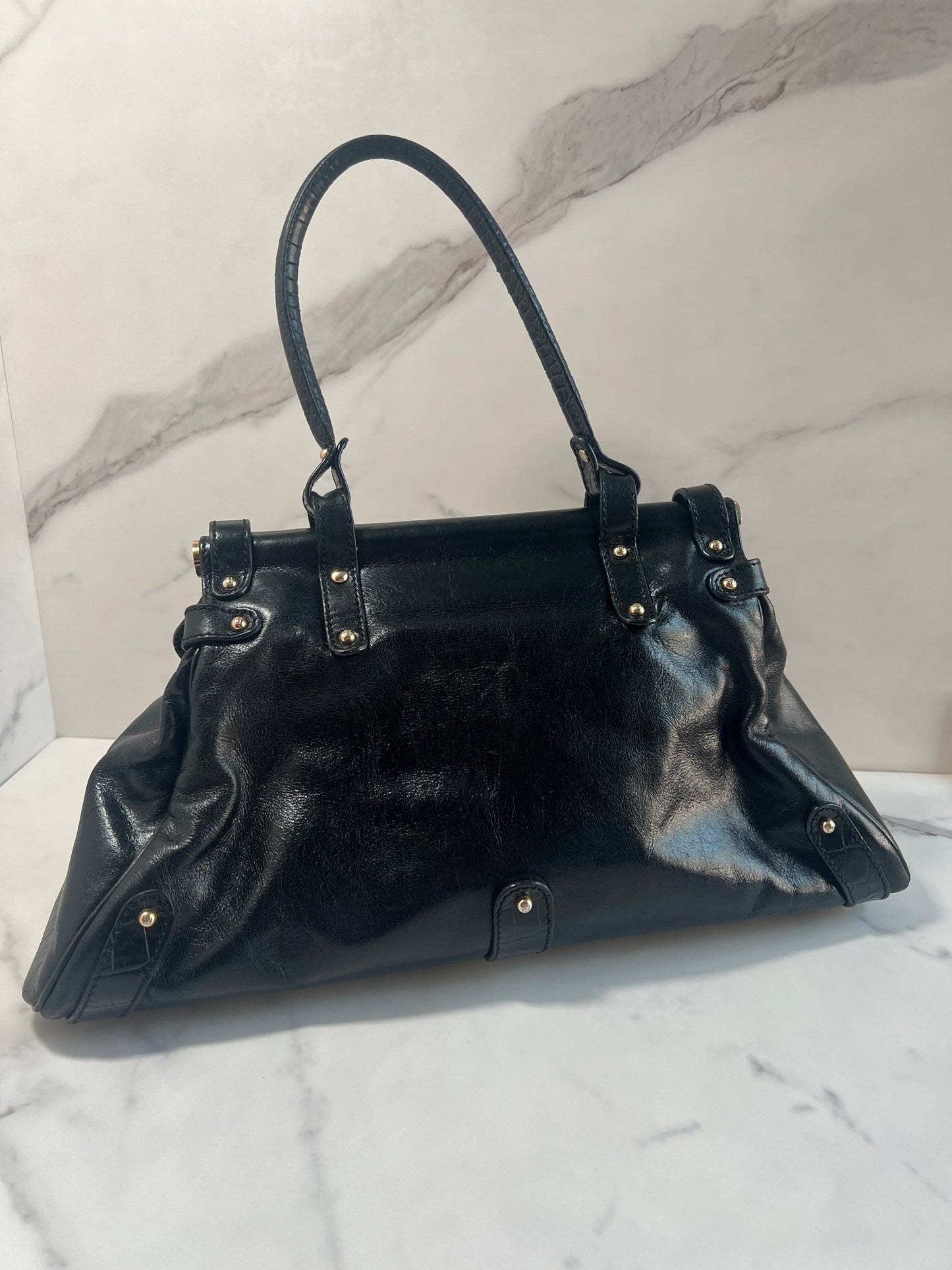 Fendi Magic Bag Leather with Crocodile Accents Black - Styles via Sina