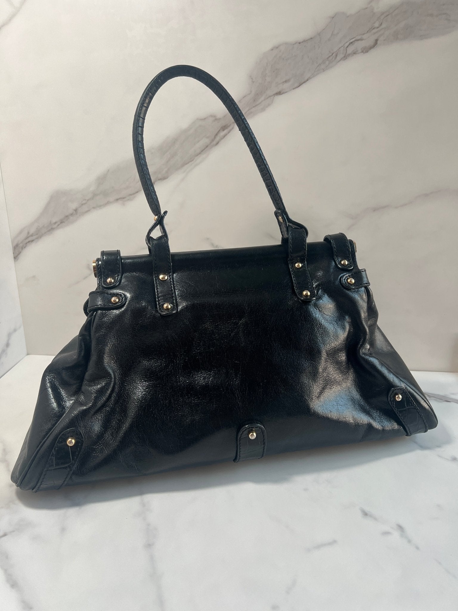 Fendi Magic Bag Leather with Crocodile Accents Black - Styles via Sina