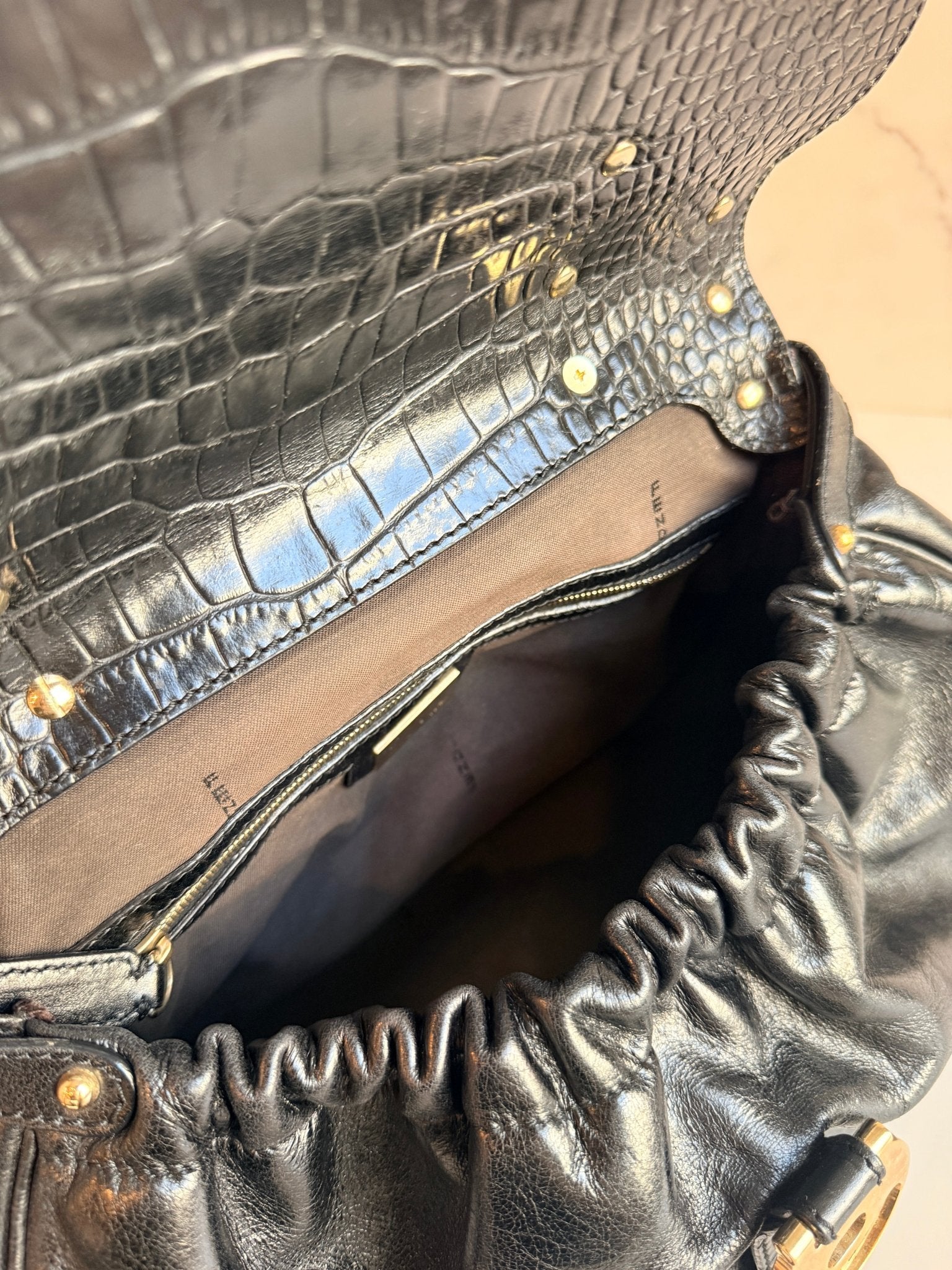Fendi Magic Bag Leather with Crocodile Accents Black - Styles via Sina