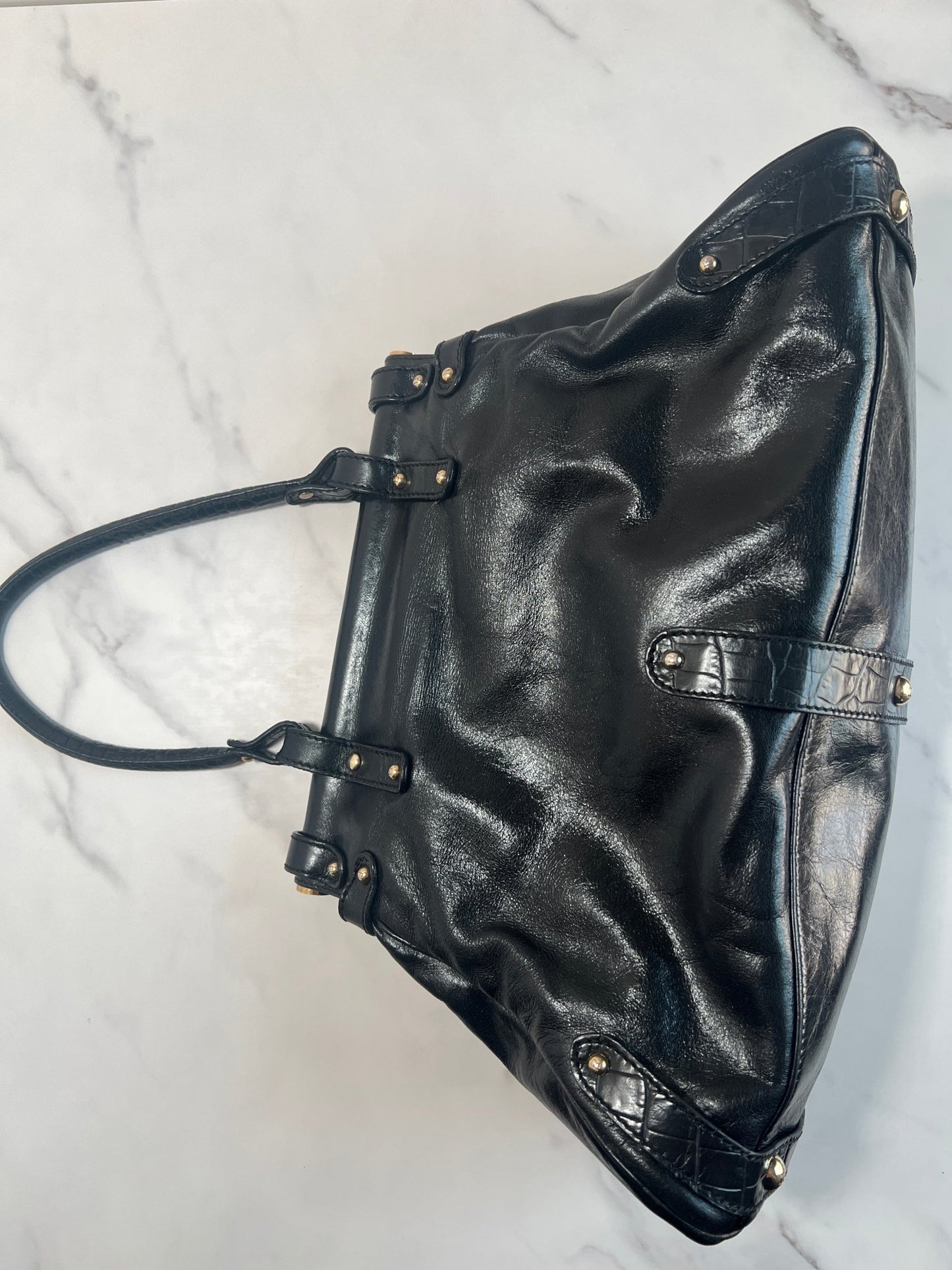 Fendi Magic Bag Leather with Crocodile Accents Black - Styles via Sina
