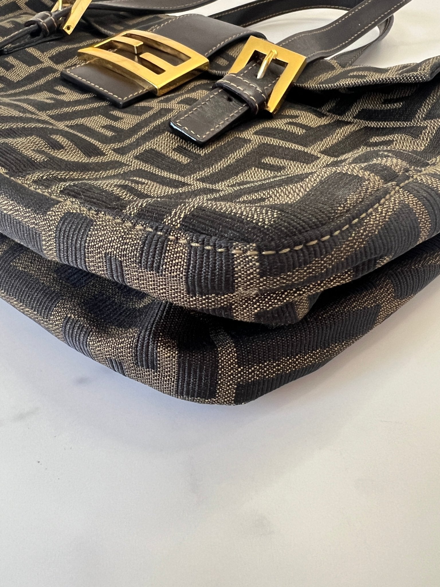 Fendi Zucca Canvas Shoulder Bag Brown - Styles via Sina