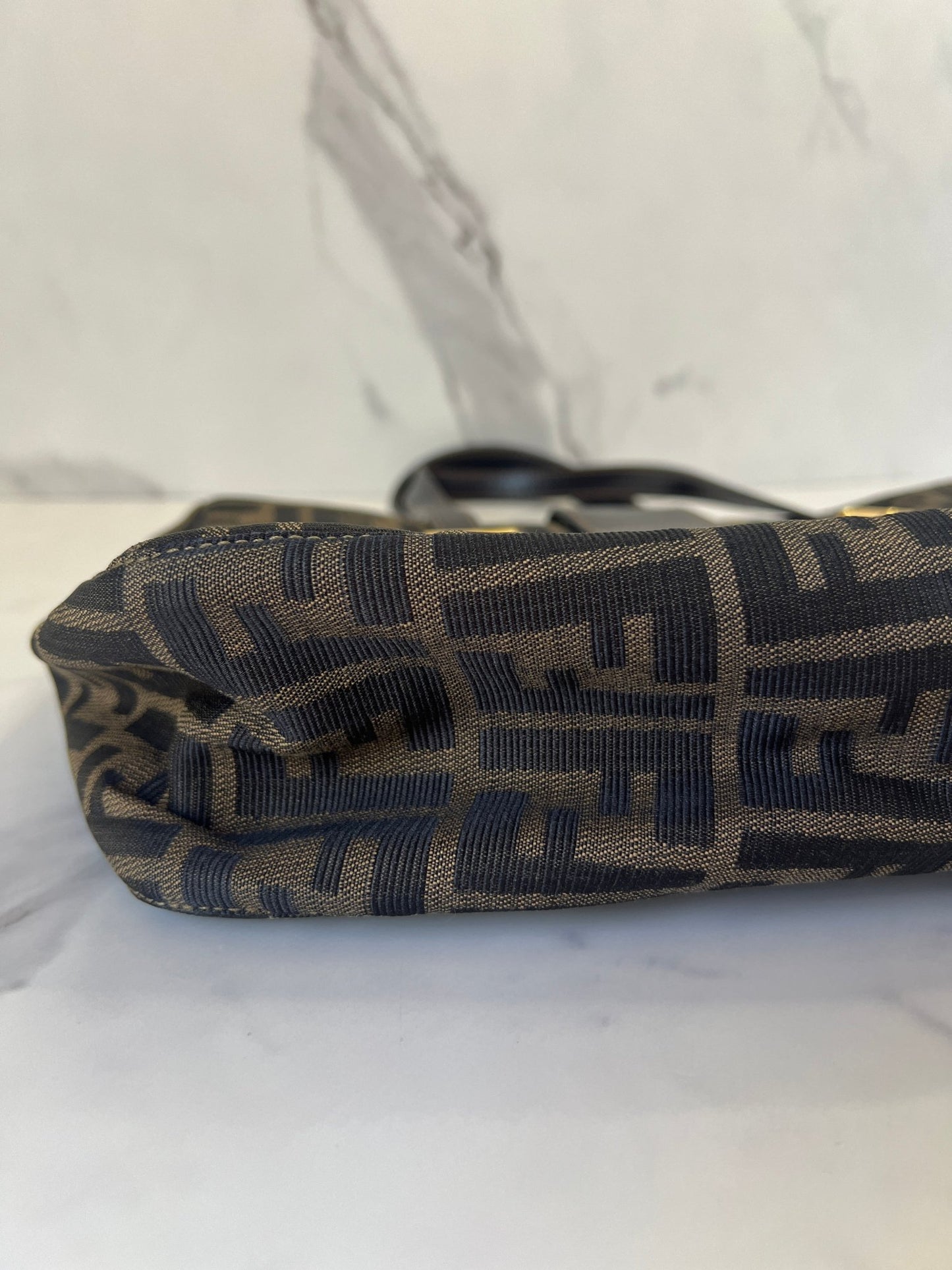 Fendi Zucca Canvas Shoulder Bag Brown - Styles via Sina