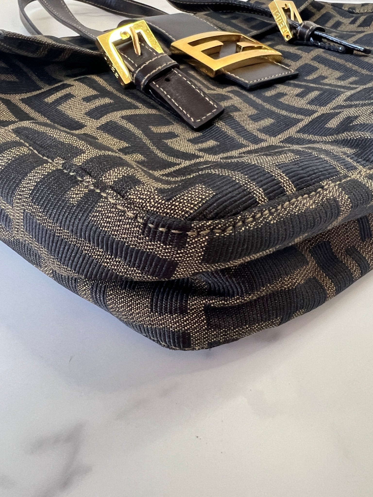Fendi Zucca Canvas Shoulder Bag Brown - Styles via Sina