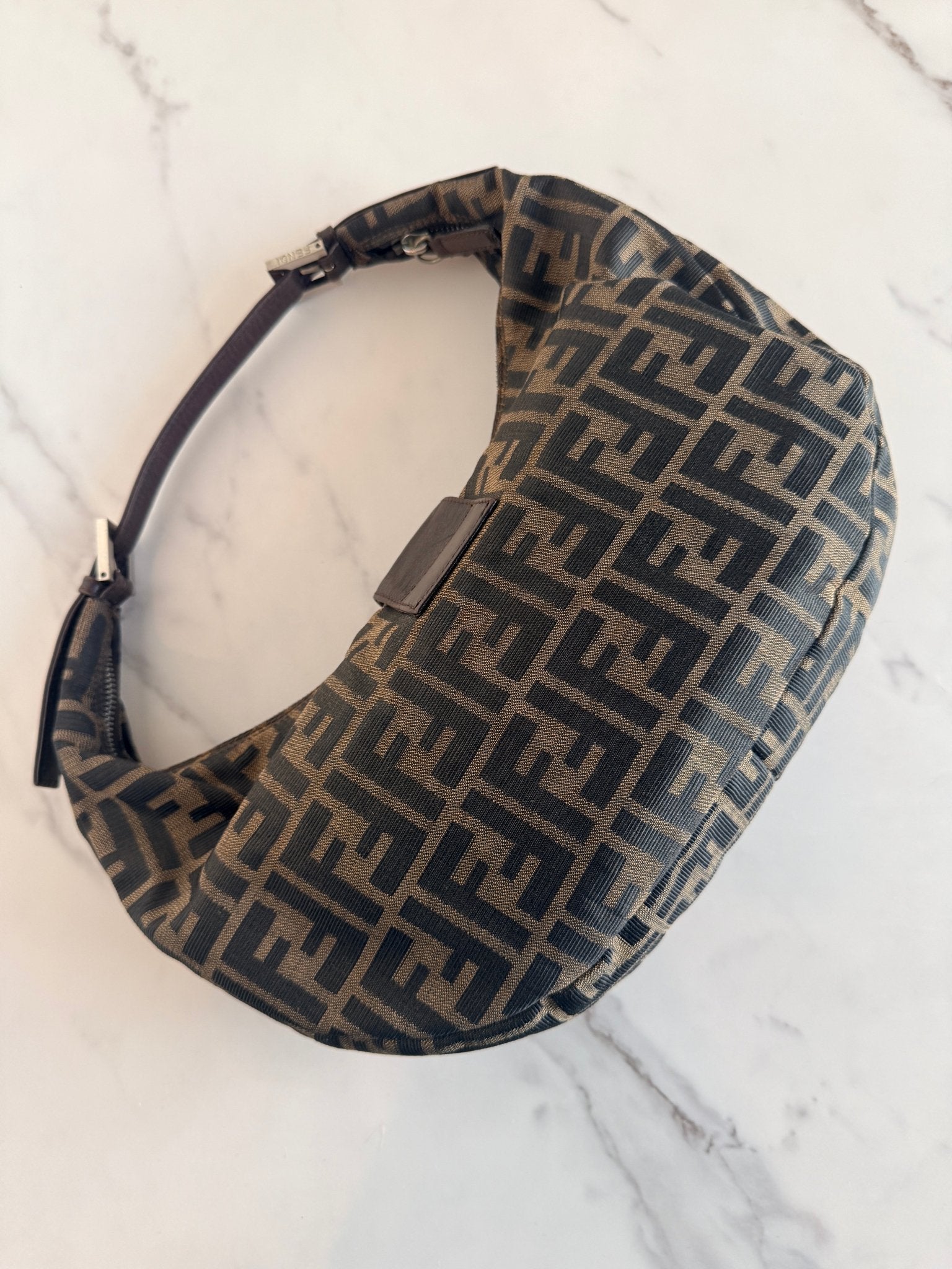 Fendi Zucca Croissant Hobo Brown - Styles via Sina