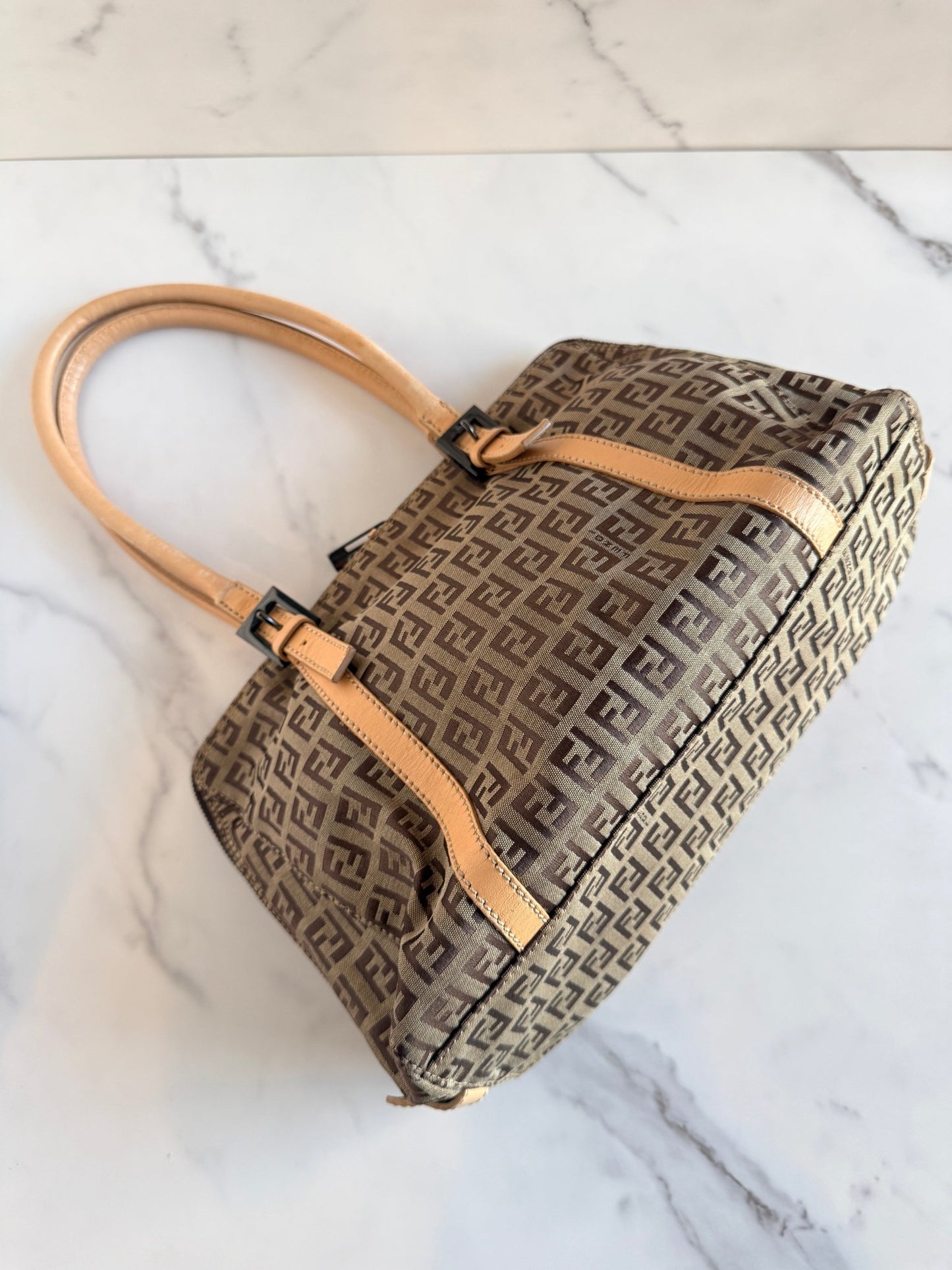Fendi Zucchino Boston Bag Light Brown - Styles via Sina