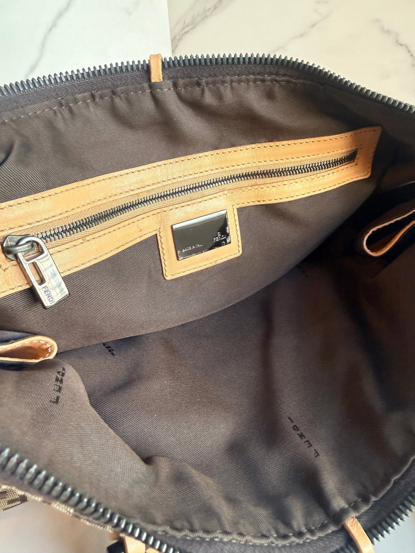 Fendi Zucchino Boston Bag Light Brown - Styles via Sina