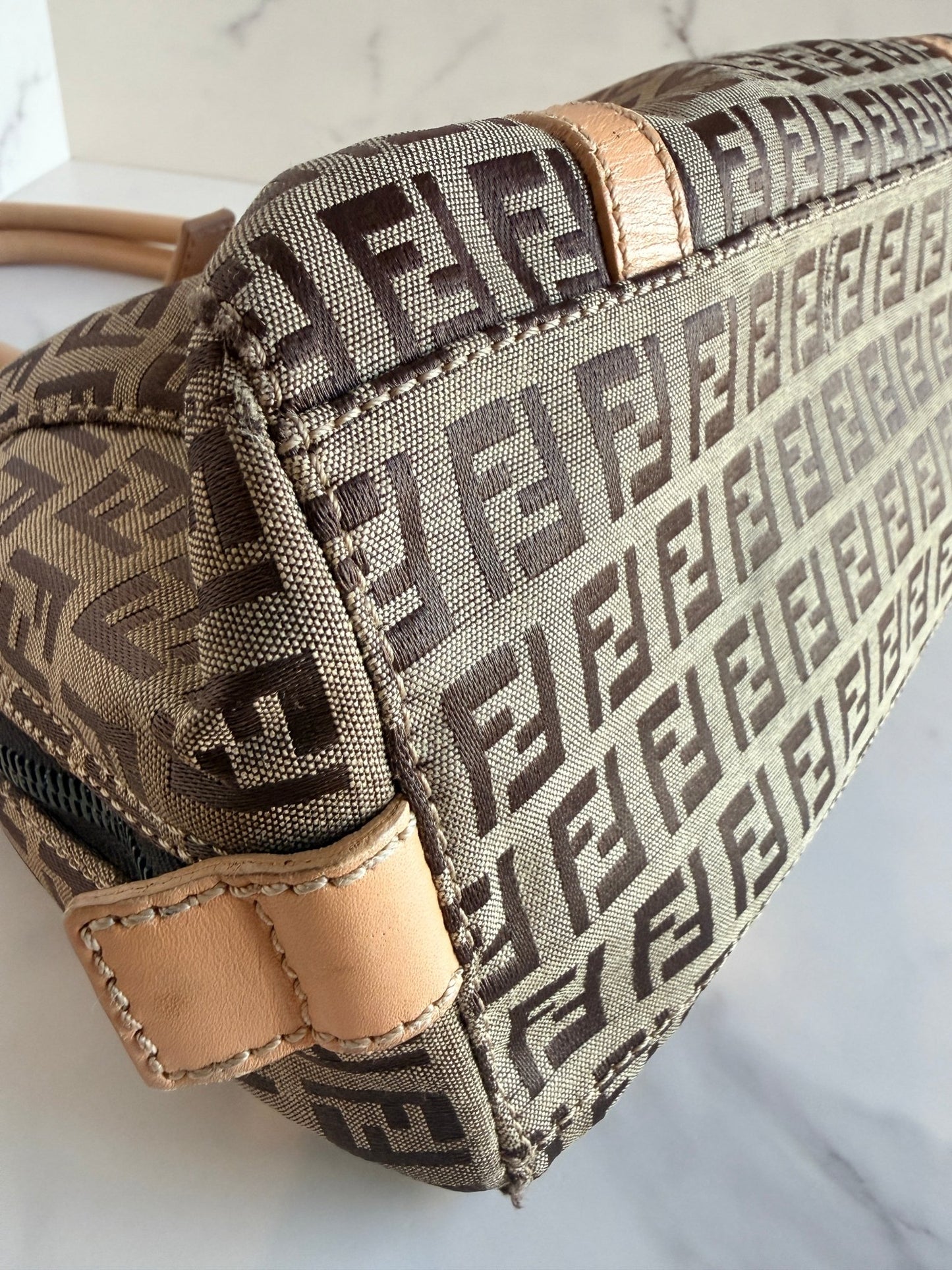 Fendi Zucchino Boston Bag Light Brown - Styles via Sina