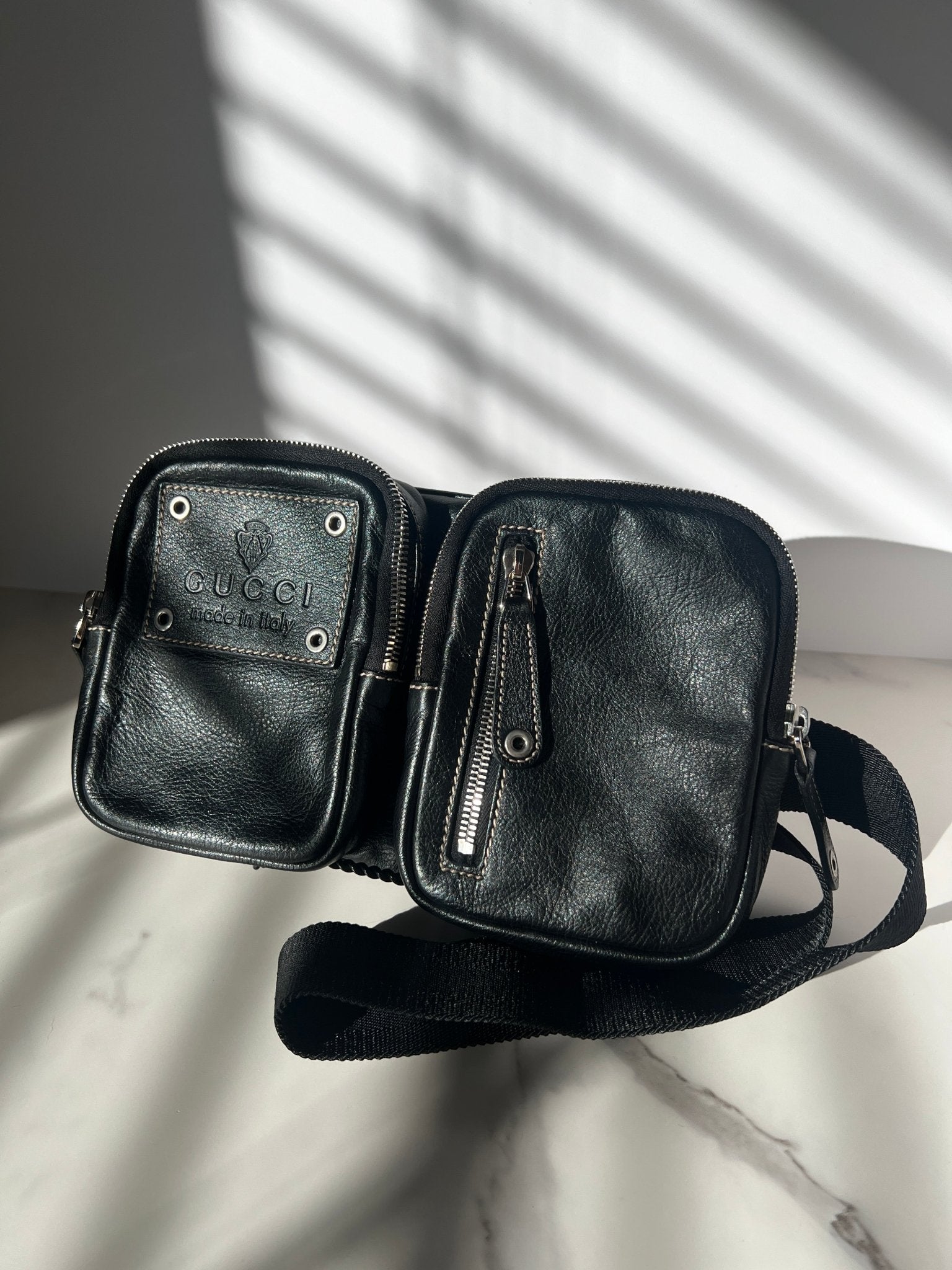 Gucci Crest Hysteria Belt Bag Leather Black - Styles via Sina