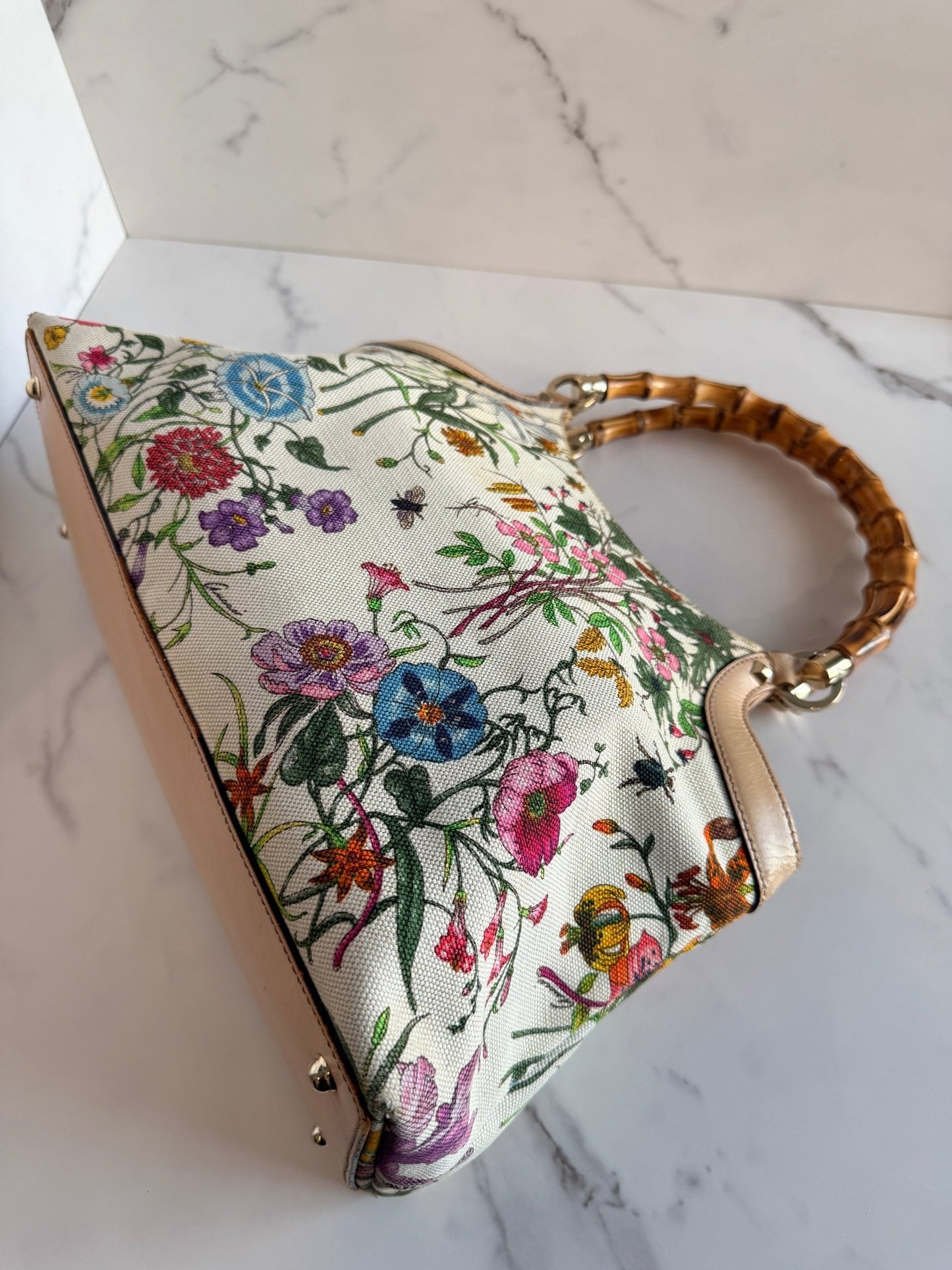 Gucci Flora Canvas Bamboo Handles - Styles via Sina