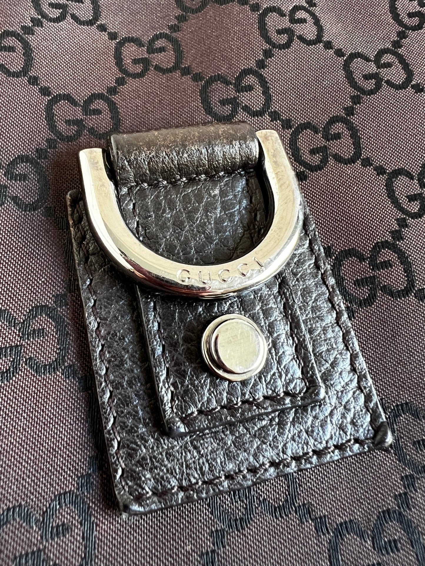Gucci GG Denim Abbey D - Ring Crossbody Brown - Styles via Sina