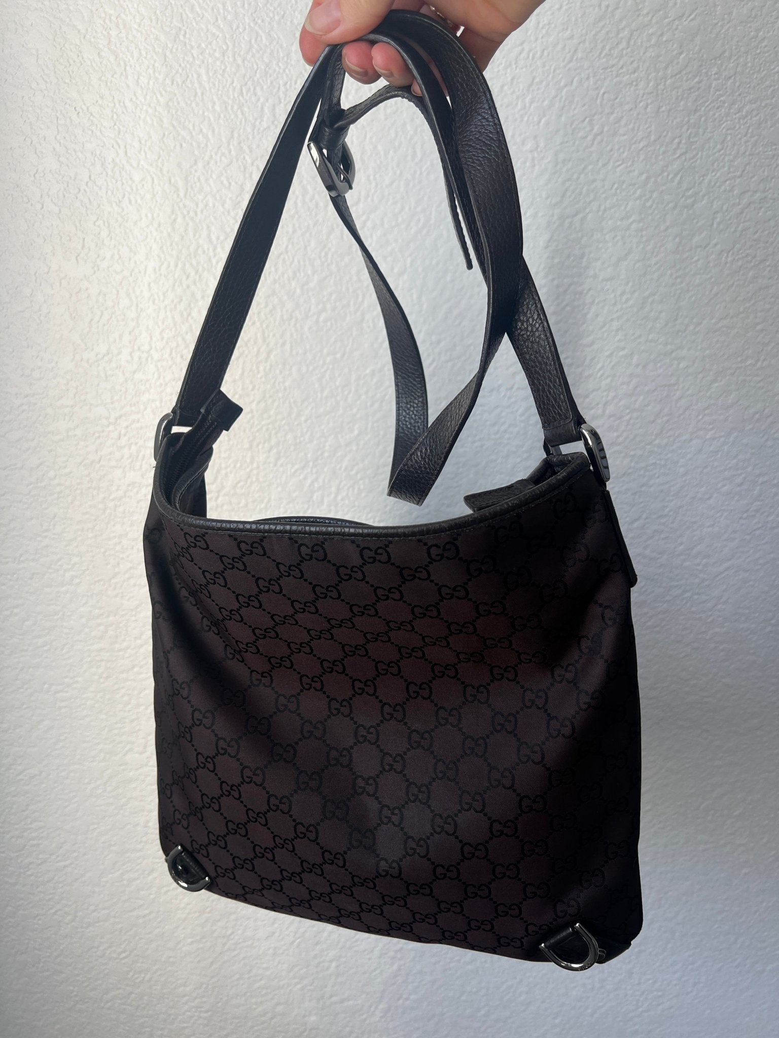 Gucci GG Denim Abbey D - Ring Crossbody Brown - Styles via Sina