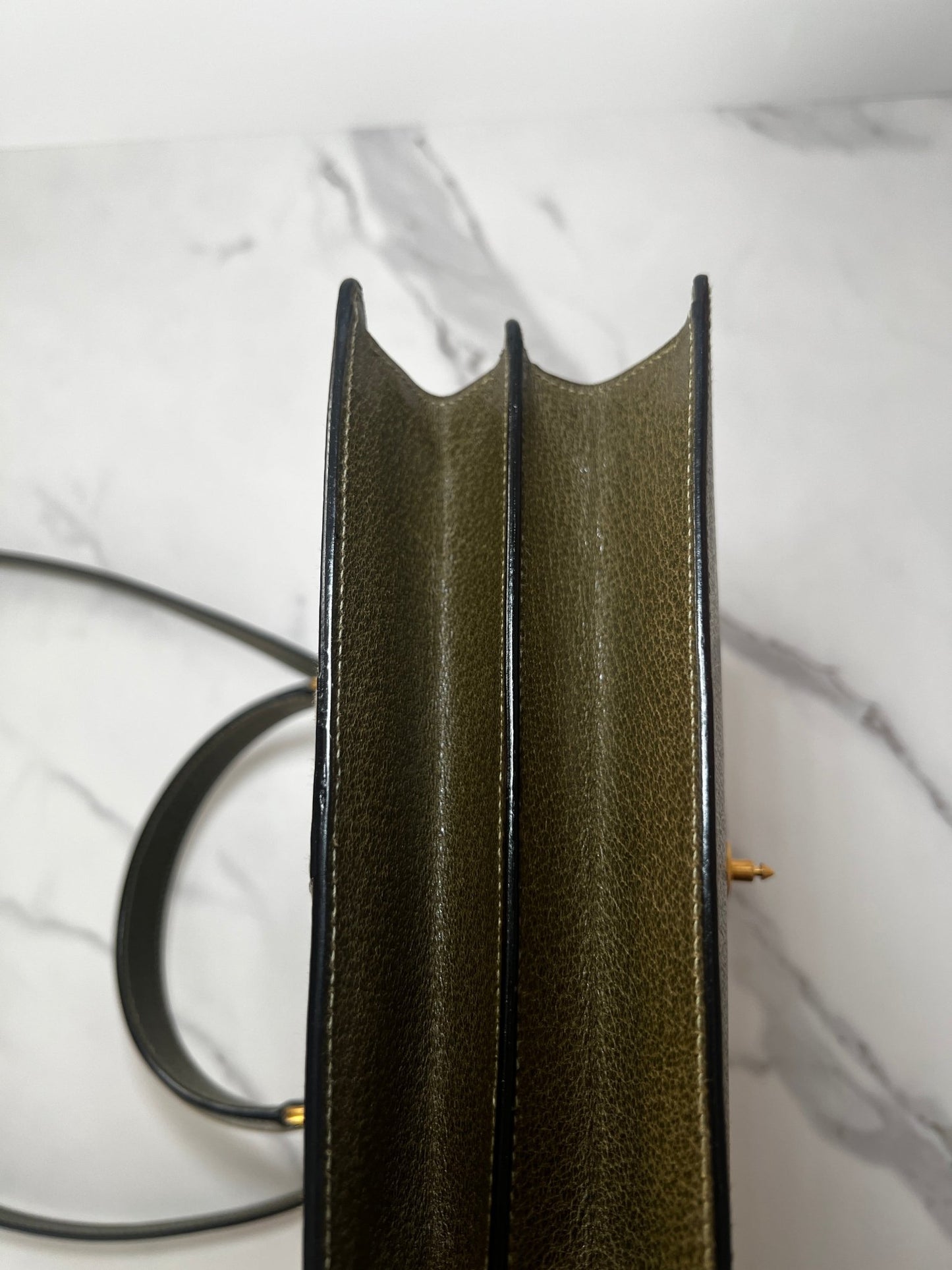 Gucci Kelly Leather Bag Olive - Styles via Sina