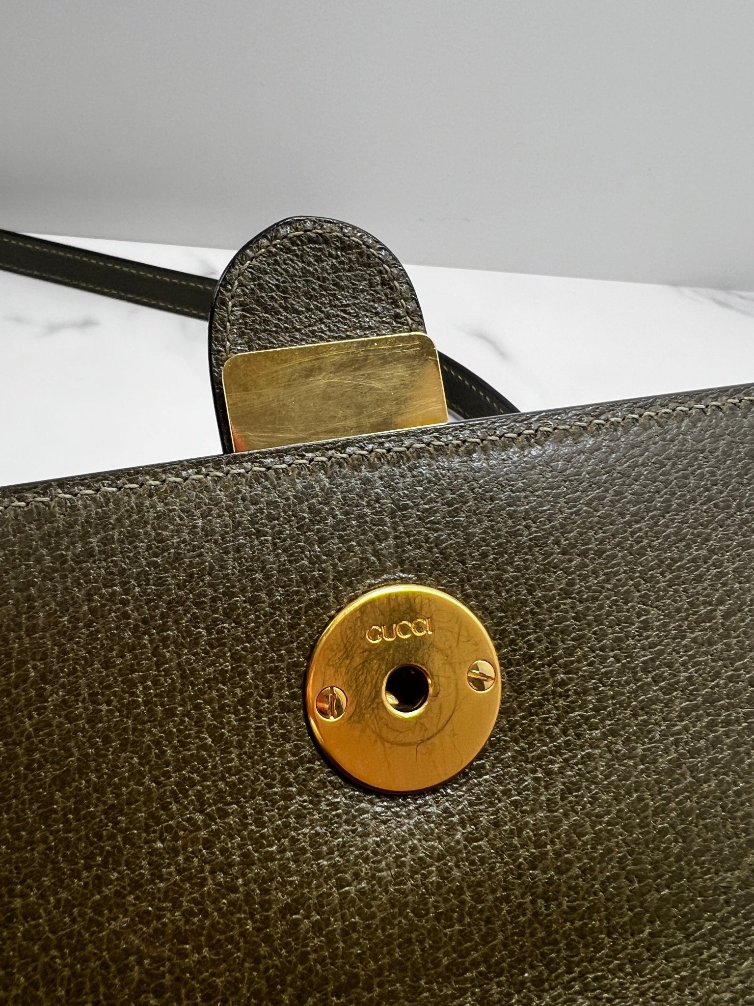 Gucci Kelly Leather Bag Olive - Styles via Sina