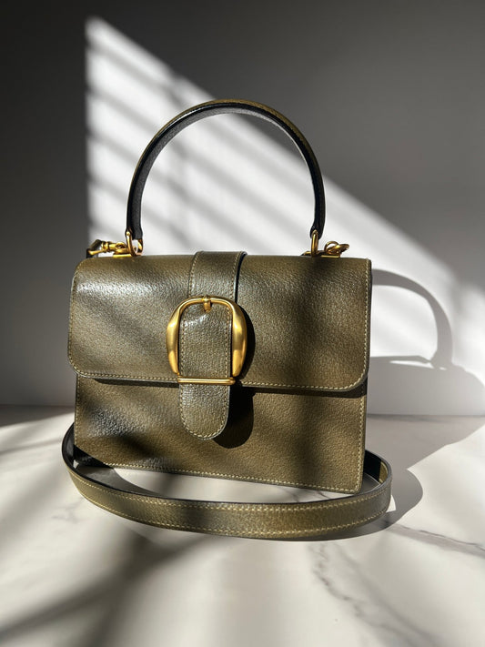 Gucci Kelly Leather Bag Olive - Styles via Sina