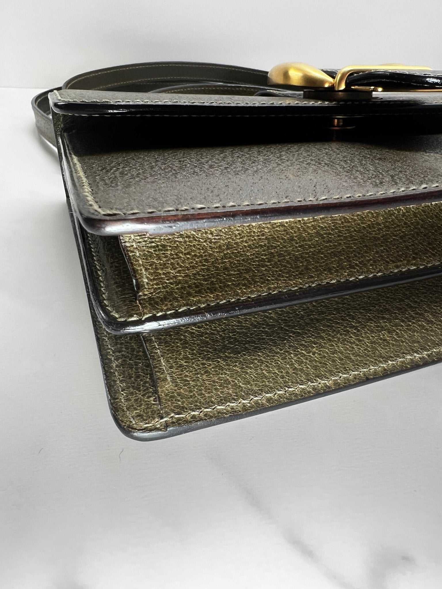 Gucci Kelly Leather Bag Olive - Styles via Sina