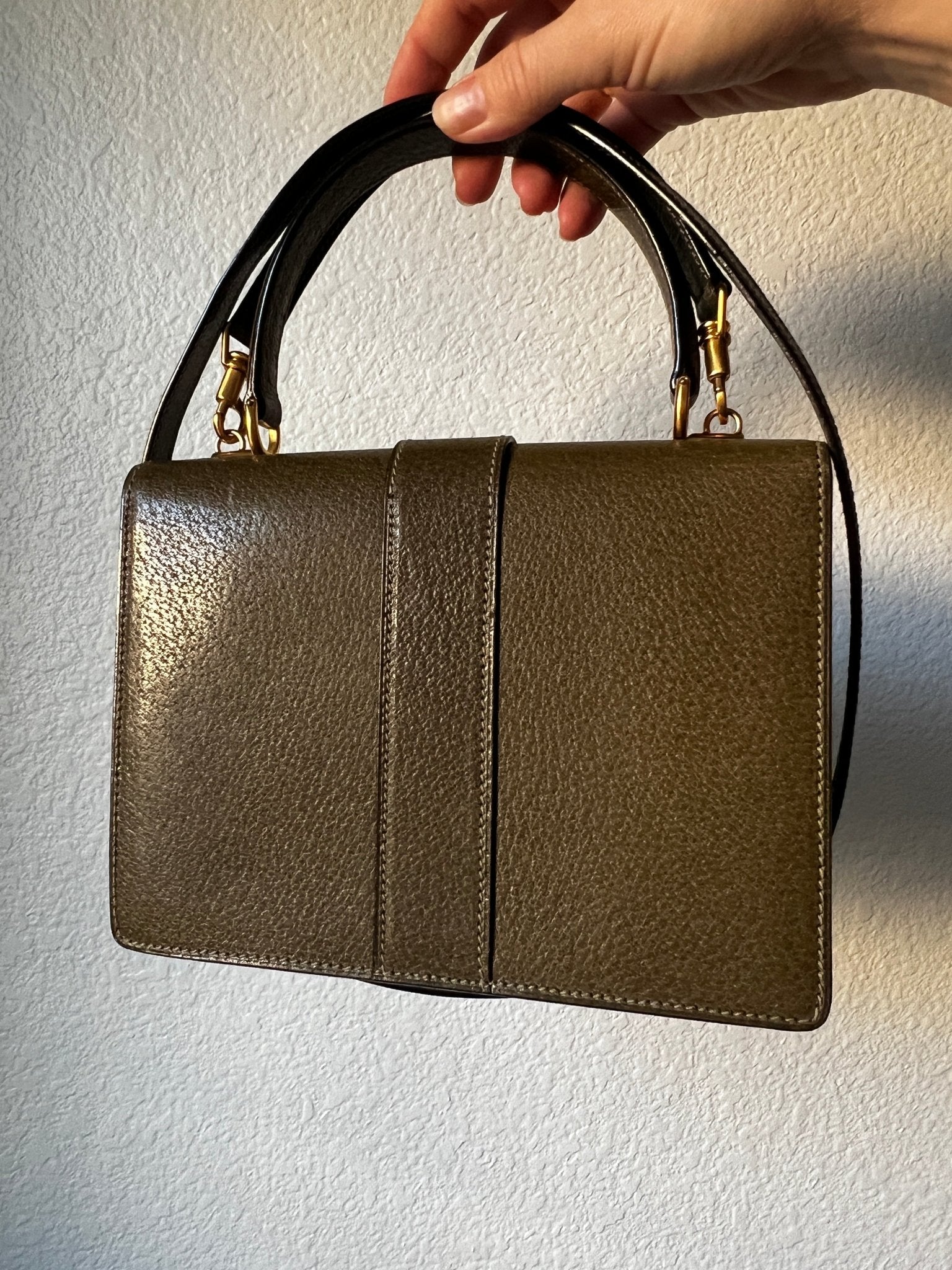 Gucci Kelly Leather Bag Olive - Styles via Sina