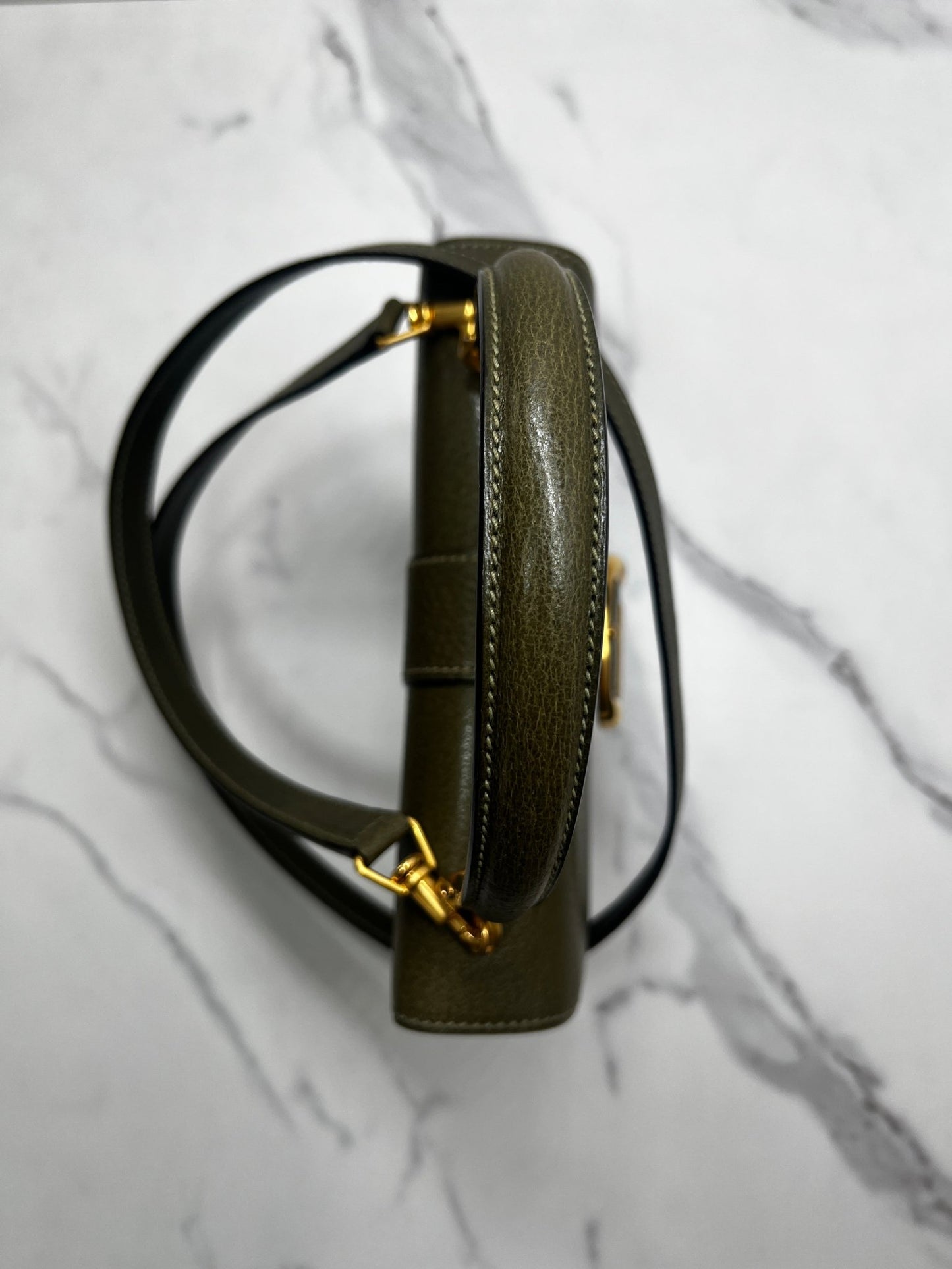 Gucci Kelly Leather Bag Olive - Styles via Sina