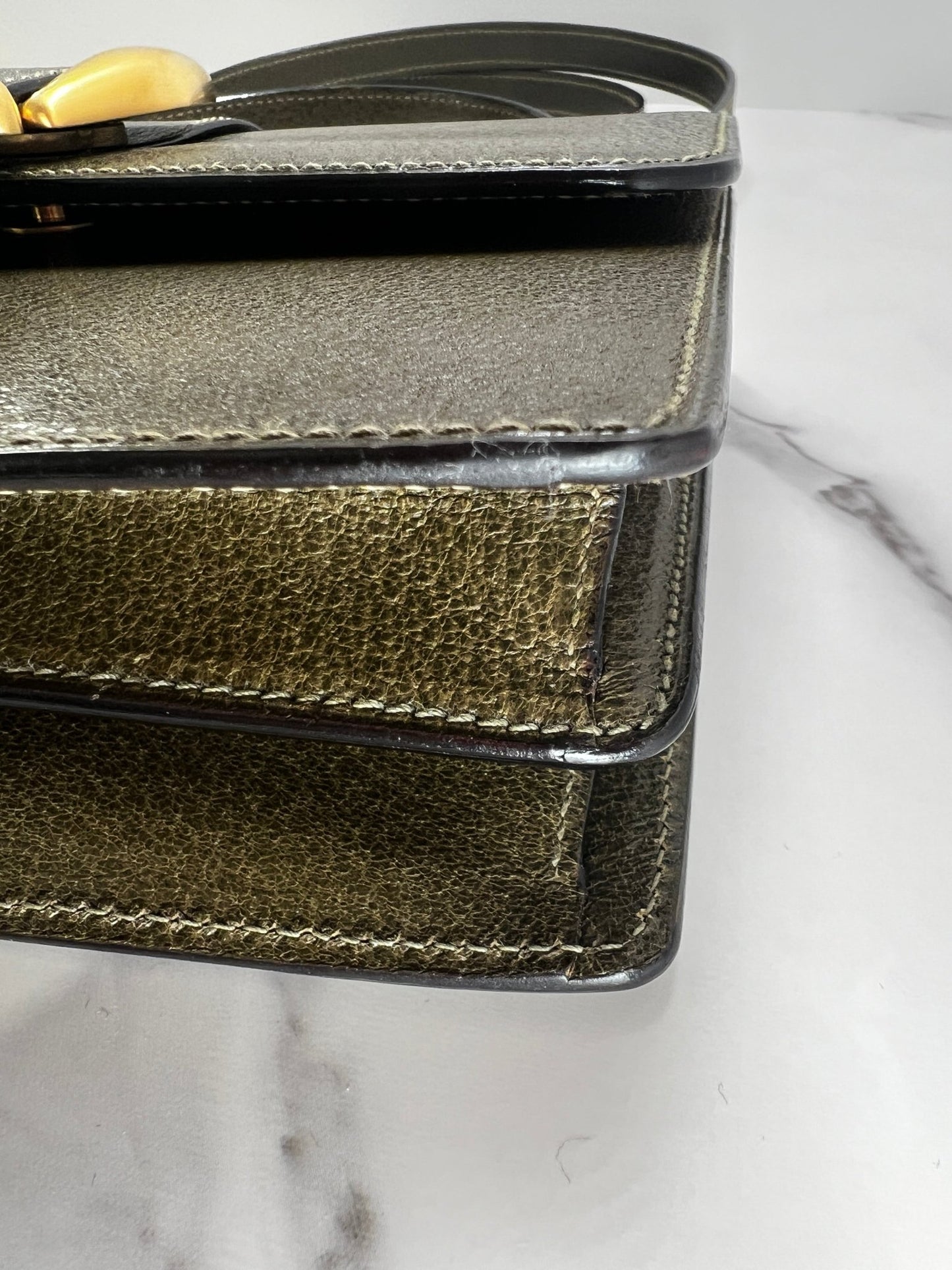 Gucci Kelly Leather Bag Olive - Styles via Sina