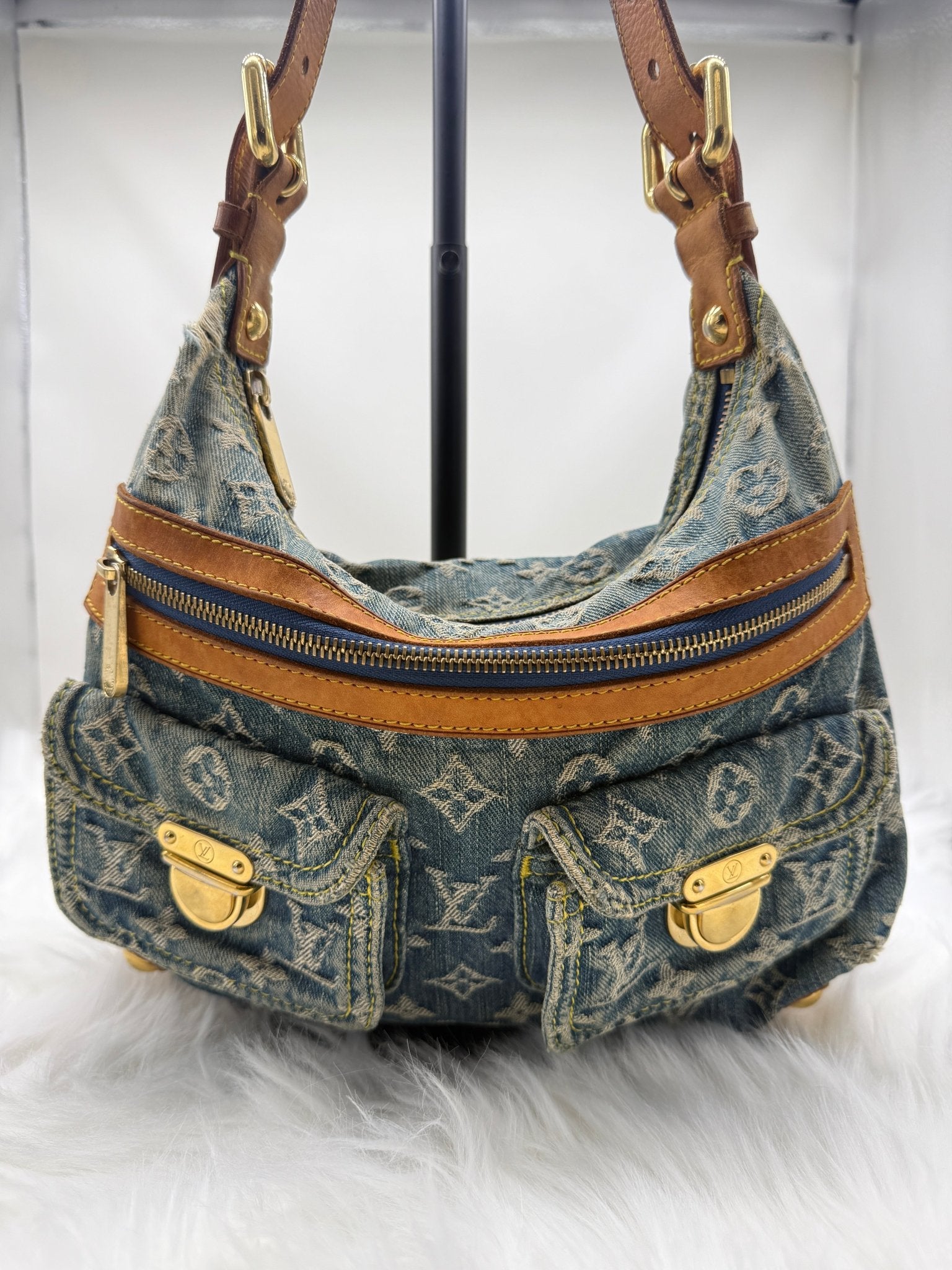 Louis Vuitton Baggy PM Monogram Denim in Blue - Styles via Sina