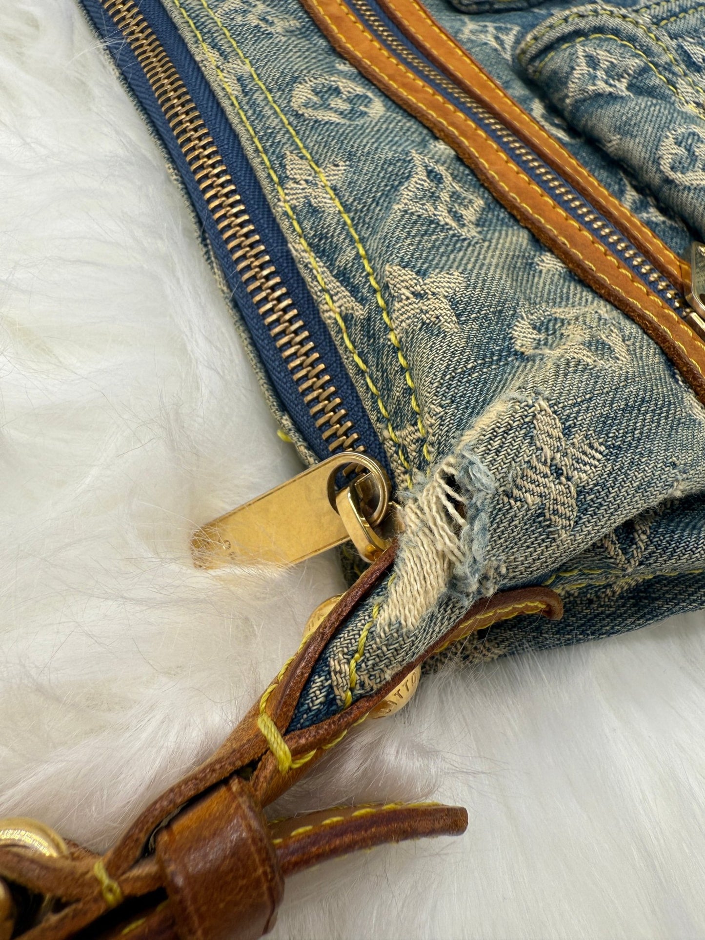 Louis Vuitton Baggy PM Monogram Denim in Blue - Styles via Sina