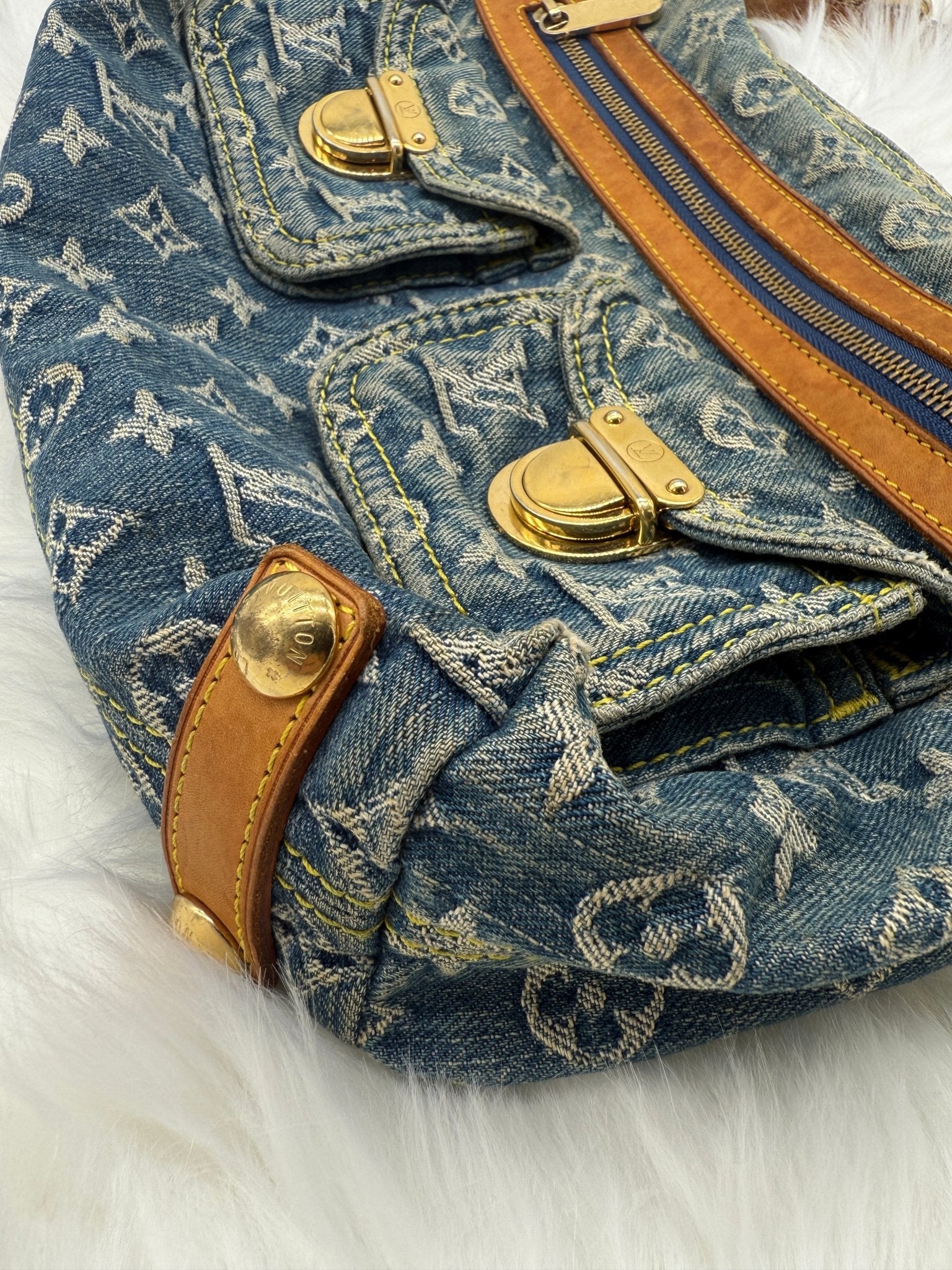 Louis Vuitton Baggy PM Monogram Denim in Blue - Styles via Sina