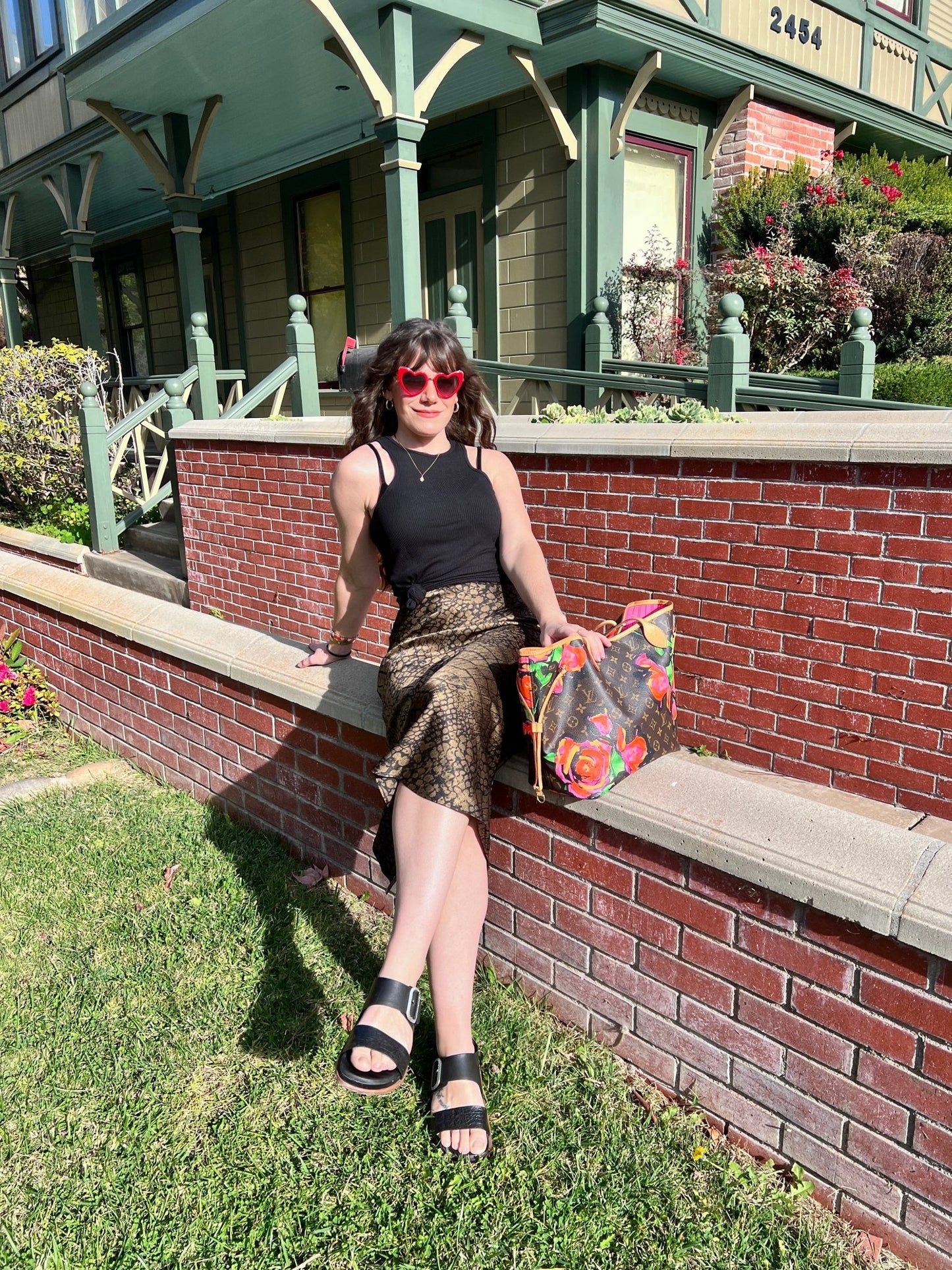 Louis Vuitton Neverfull MM Monogram Roses Brown - Styles via Sina