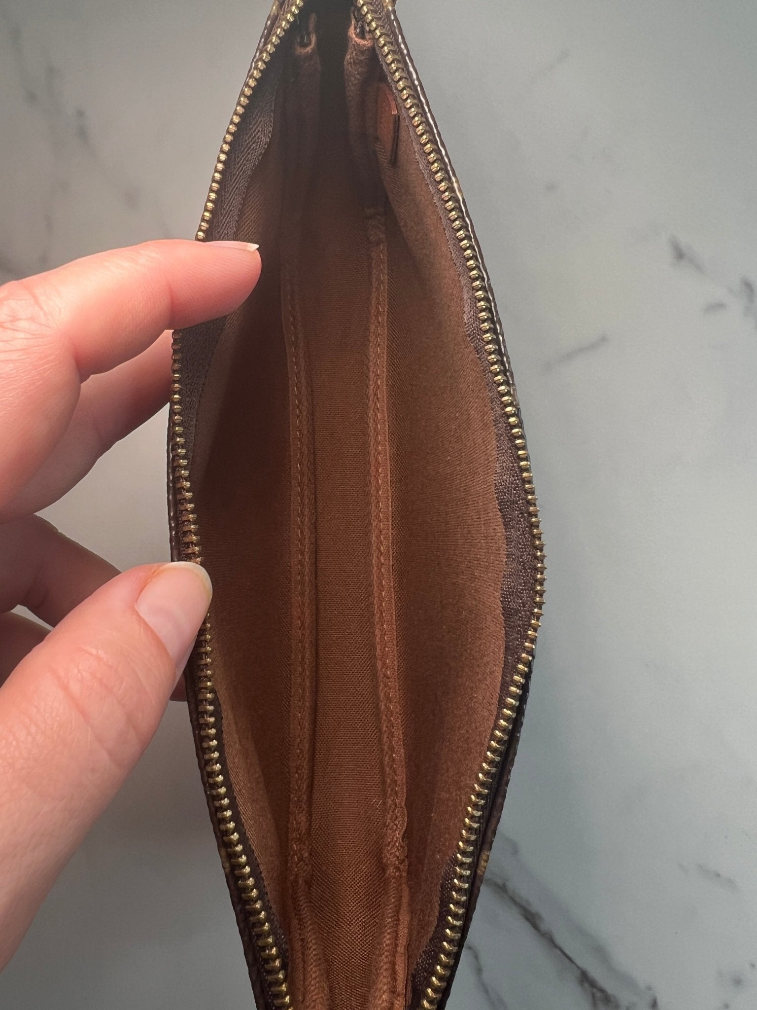 Louis Vuitton Pochette Monogram Canvas Brown - Styles via Sina