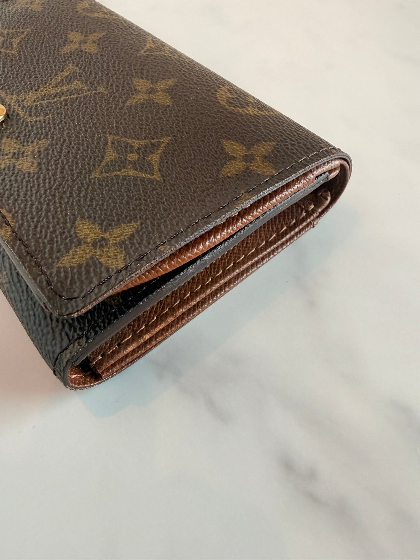 Louis Vuitton Porte - Monnaie Tresor Wallet Monogram Canvas Brown - Styles via Sina