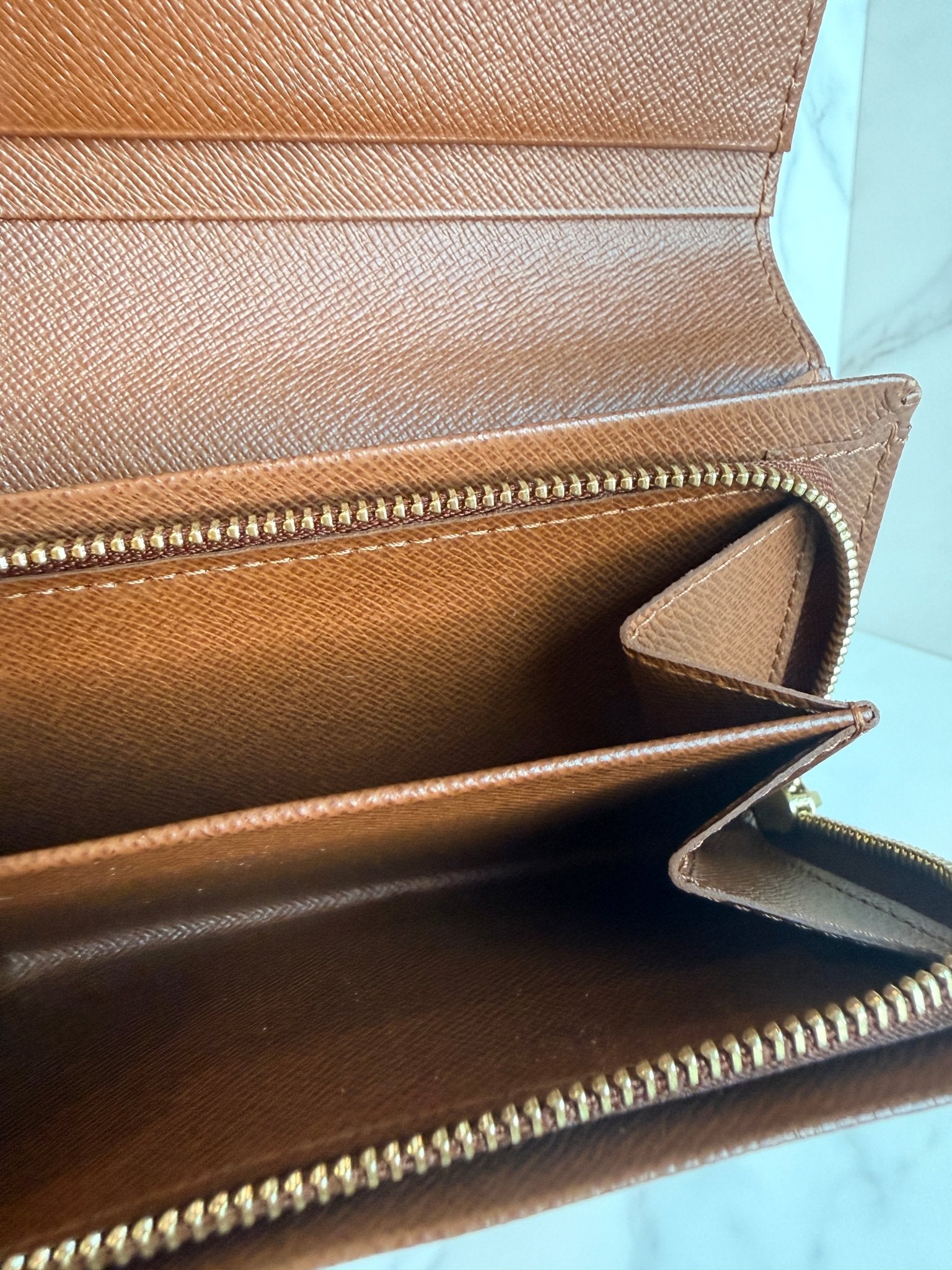 Louis Vuitton Porte - Monnaie Tresor Wallet Monogram Canvas Brown - Styles via Sina