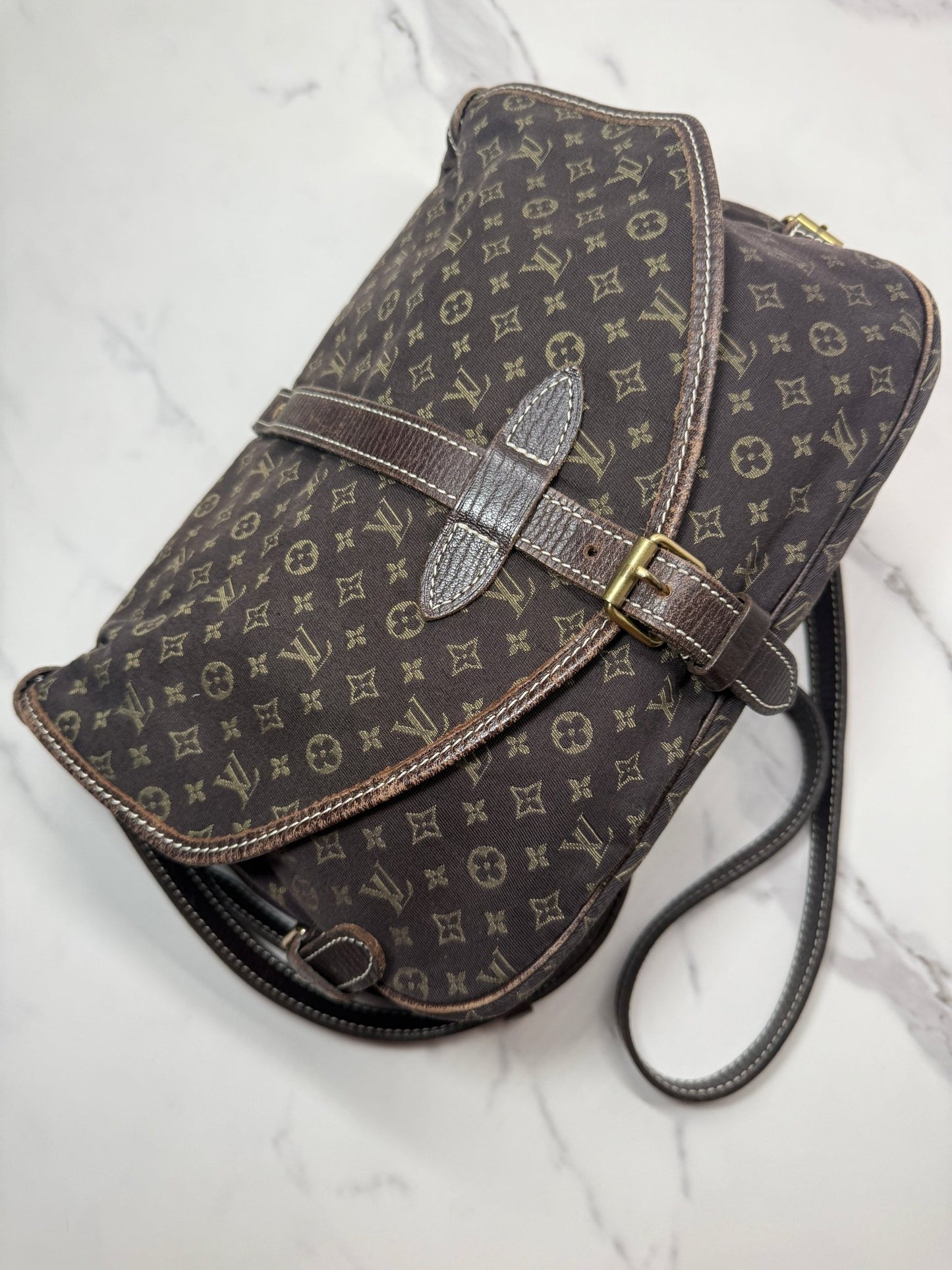 Louis Vuitton Saumur 30 Mini Lin Brown - Styles via Sina