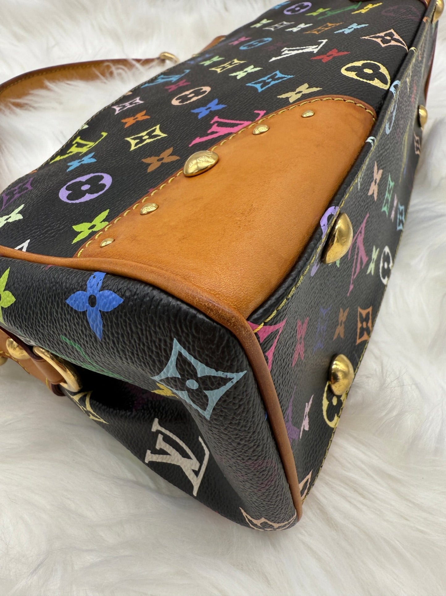 Louis Vuitton x Takashi Murakami Beverly MM Monogram Multicolor in Black - Styles via Sina