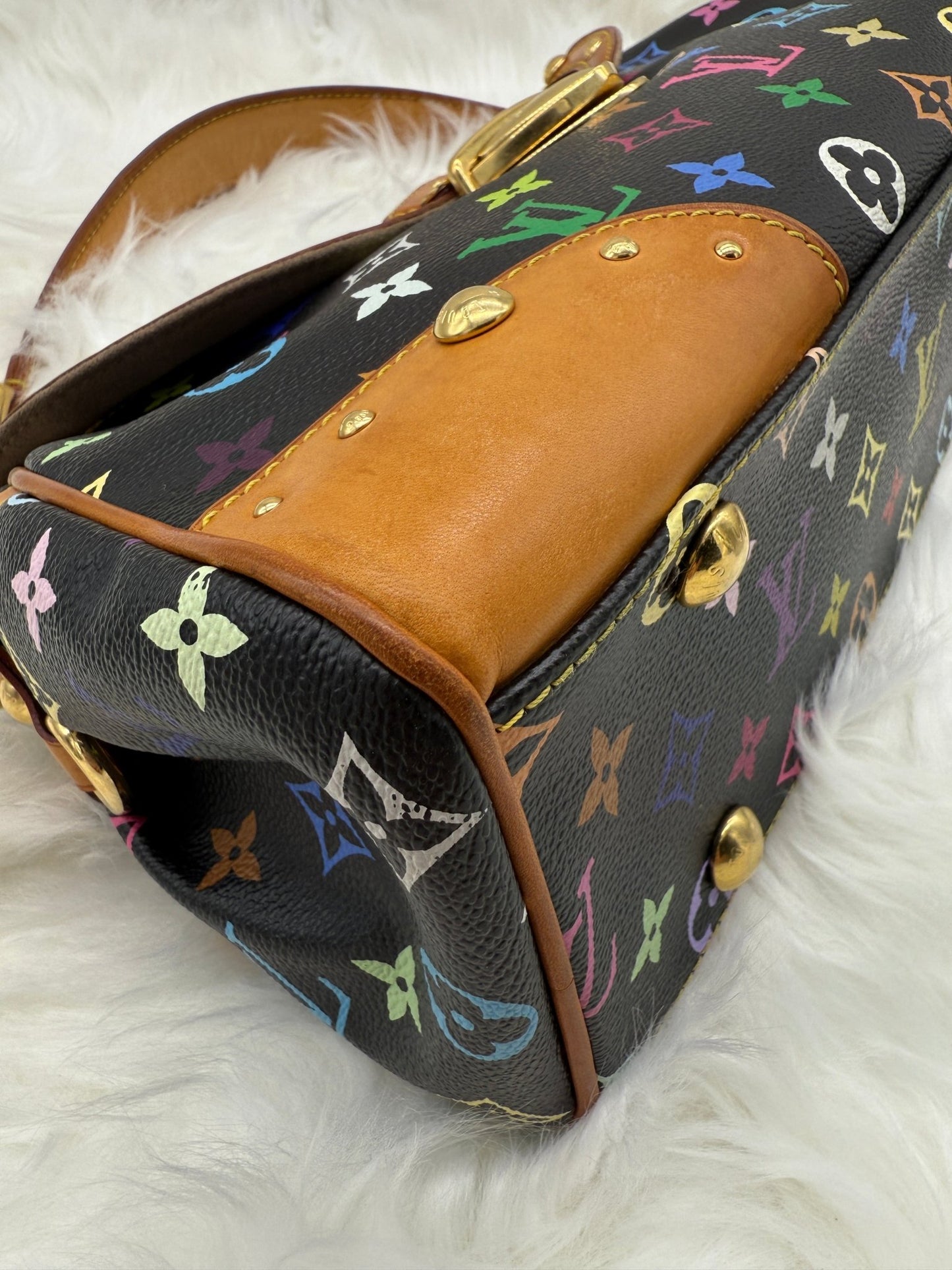 Louis Vuitton x Takashi Murakami Beverly MM Monogram Multicolor in Black - Styles via Sina