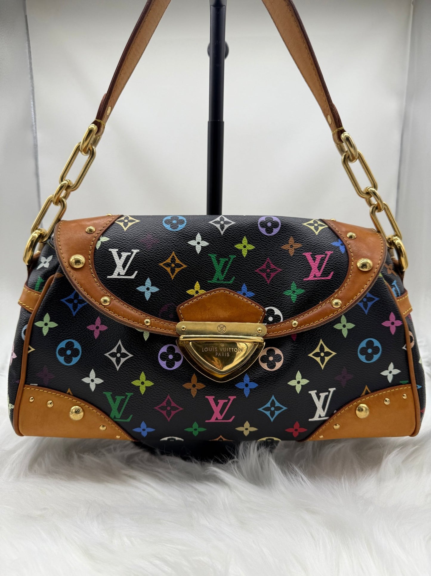 Louis Vuitton x Takashi Murakami Beverly MM Monogram Multicolor in Black - Styles via Sina