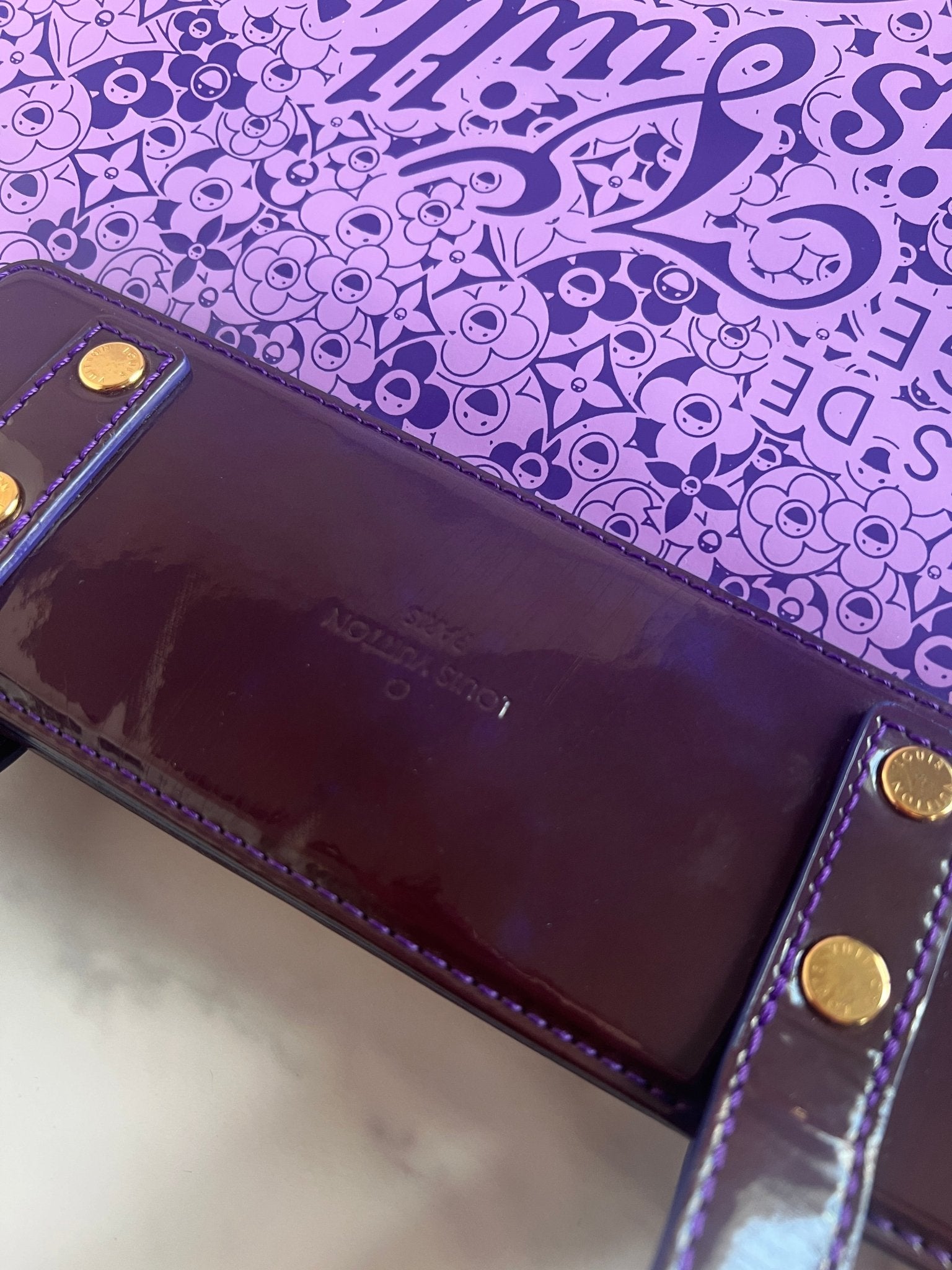 Louis Vuitton x Takashi Murakami Coated Canvas Cosmic Blossom PM Tote Purple - Styles via Sina