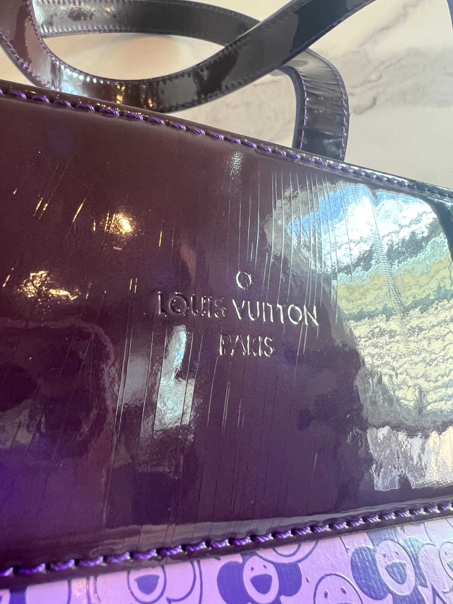 Louis Vuitton x Takashi Murakami Coated Canvas Cosmic Blossom PM Tote Purple - Styles via Sina