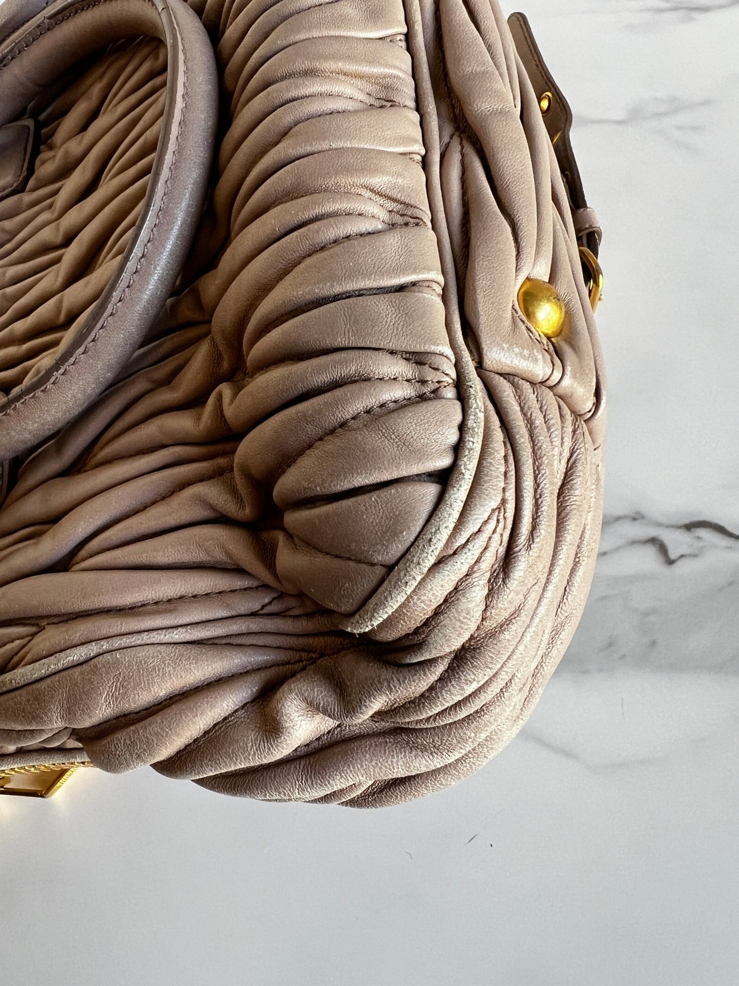 Miu Miu Nappa Matelasse Bowler Bag Beige - Styles via Sina