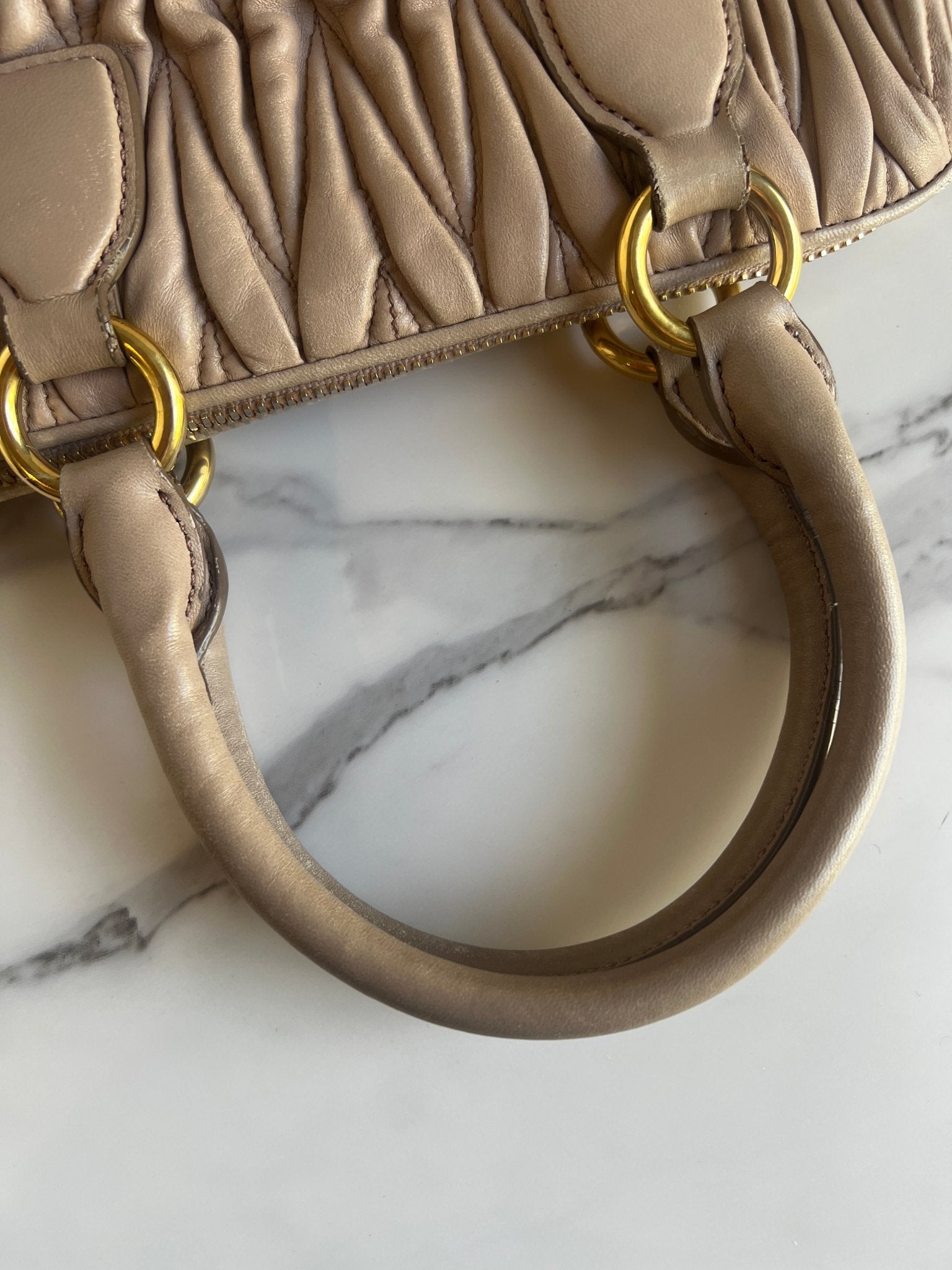 Miu Miu Nappa Matelasse Bowler Bag Beige - Styles via Sina