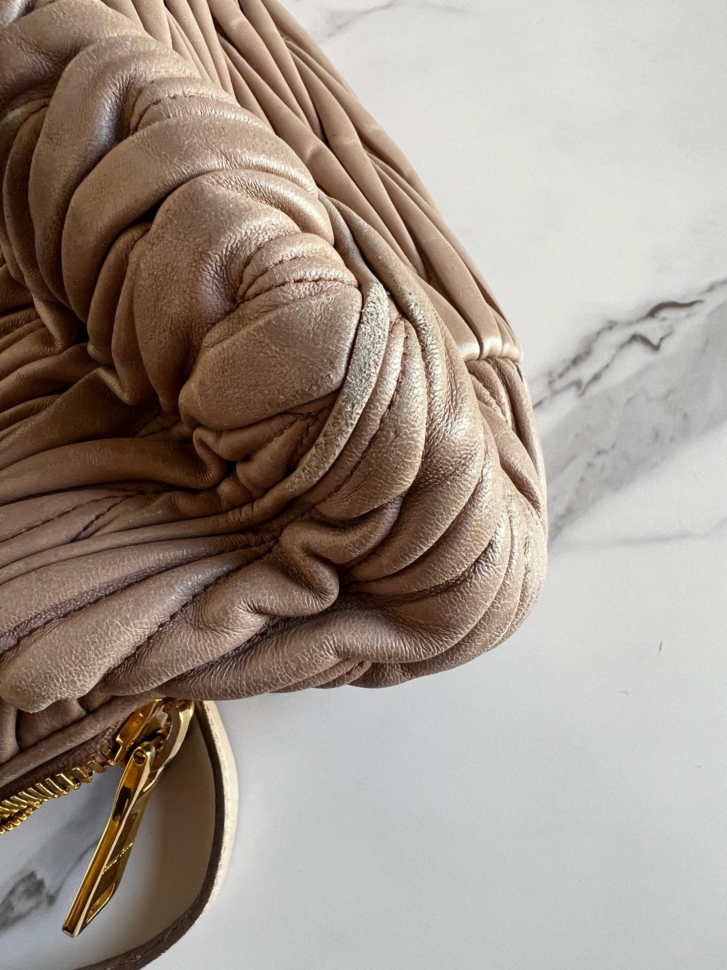 Miu Miu Nappa Matelasse Bowler Bag Beige - Styles via Sina