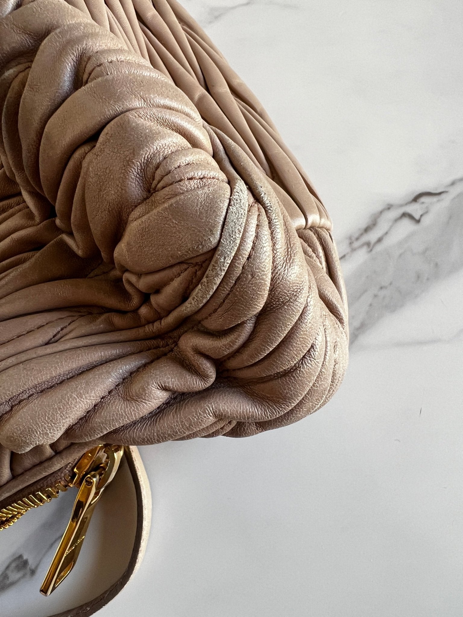 Miu Miu Nappa Matelasse Bowler Bag Beige - Styles via Sina
