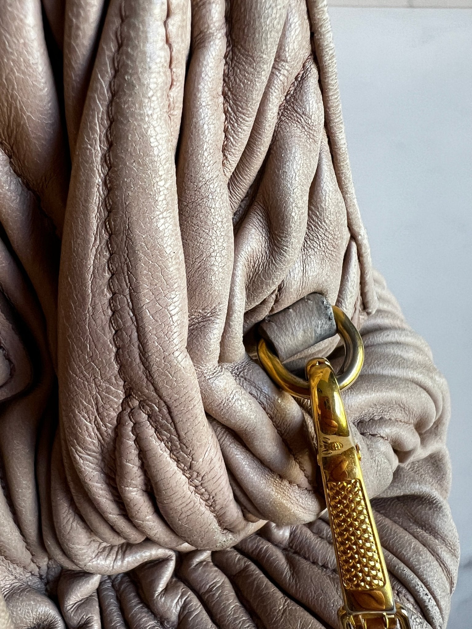 Miu Miu Nappa Matelasse Bowler Bag Beige - Styles via Sina
