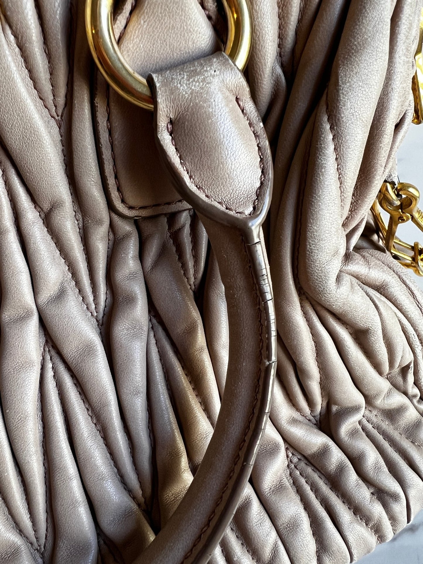 Miu Miu Nappa Matelasse Bowler Bag Beige - Styles via Sina