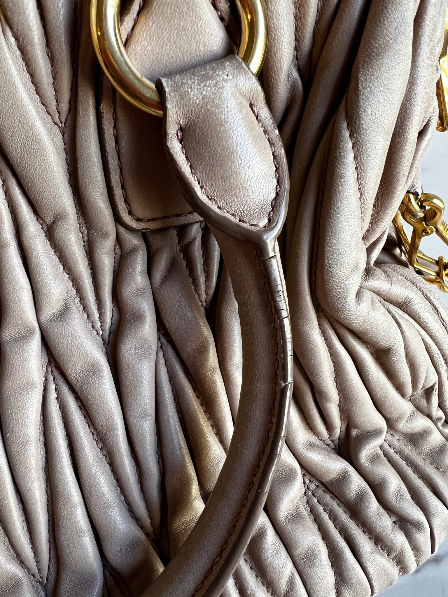 Miu Miu Nappa Matelasse Bowler Bag Beige - Styles via Sina