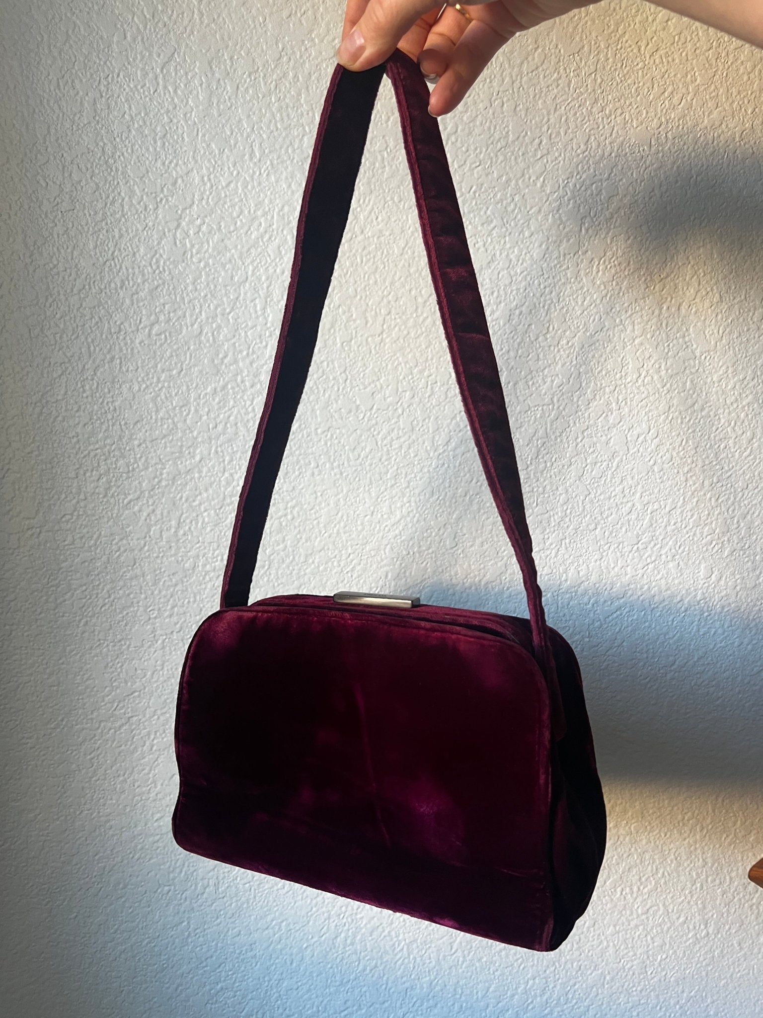 Prada Velour Shoulder Bag Burgundy - Styles via Sina
