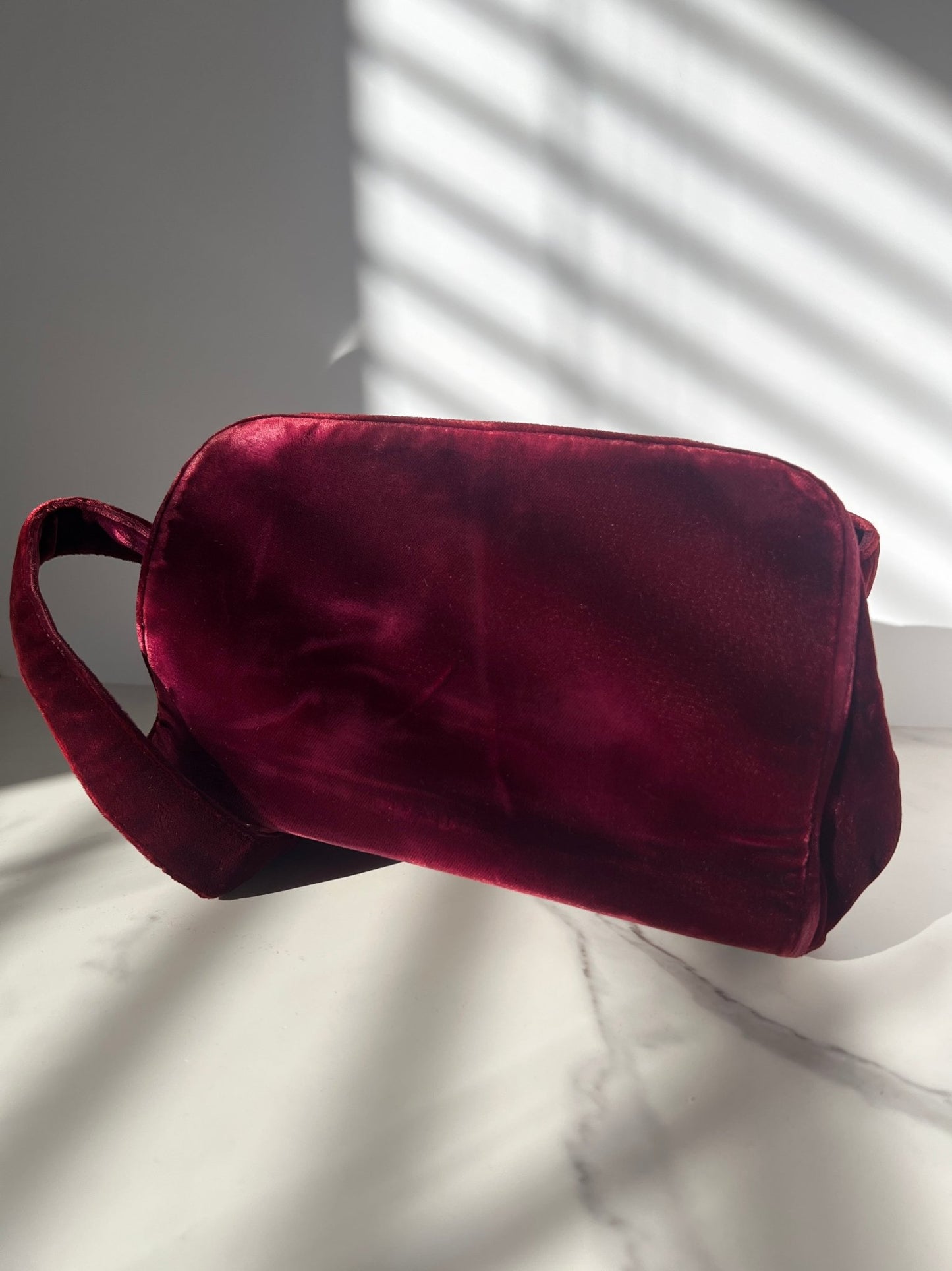 Prada Velour Shoulder Bag Burgundy - Styles via Sina