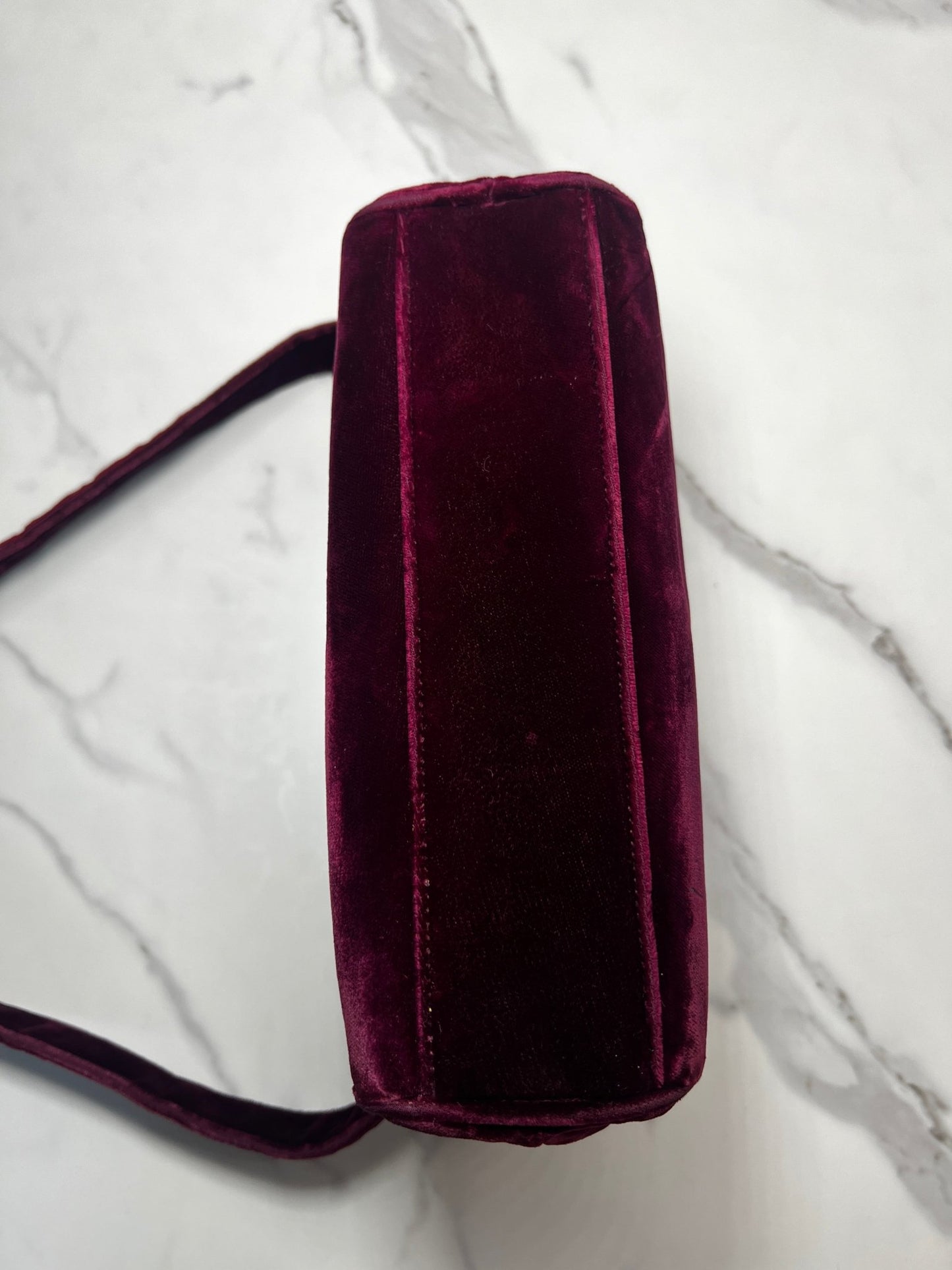 Prada Velour Shoulder Bag Burgundy - Styles via Sina