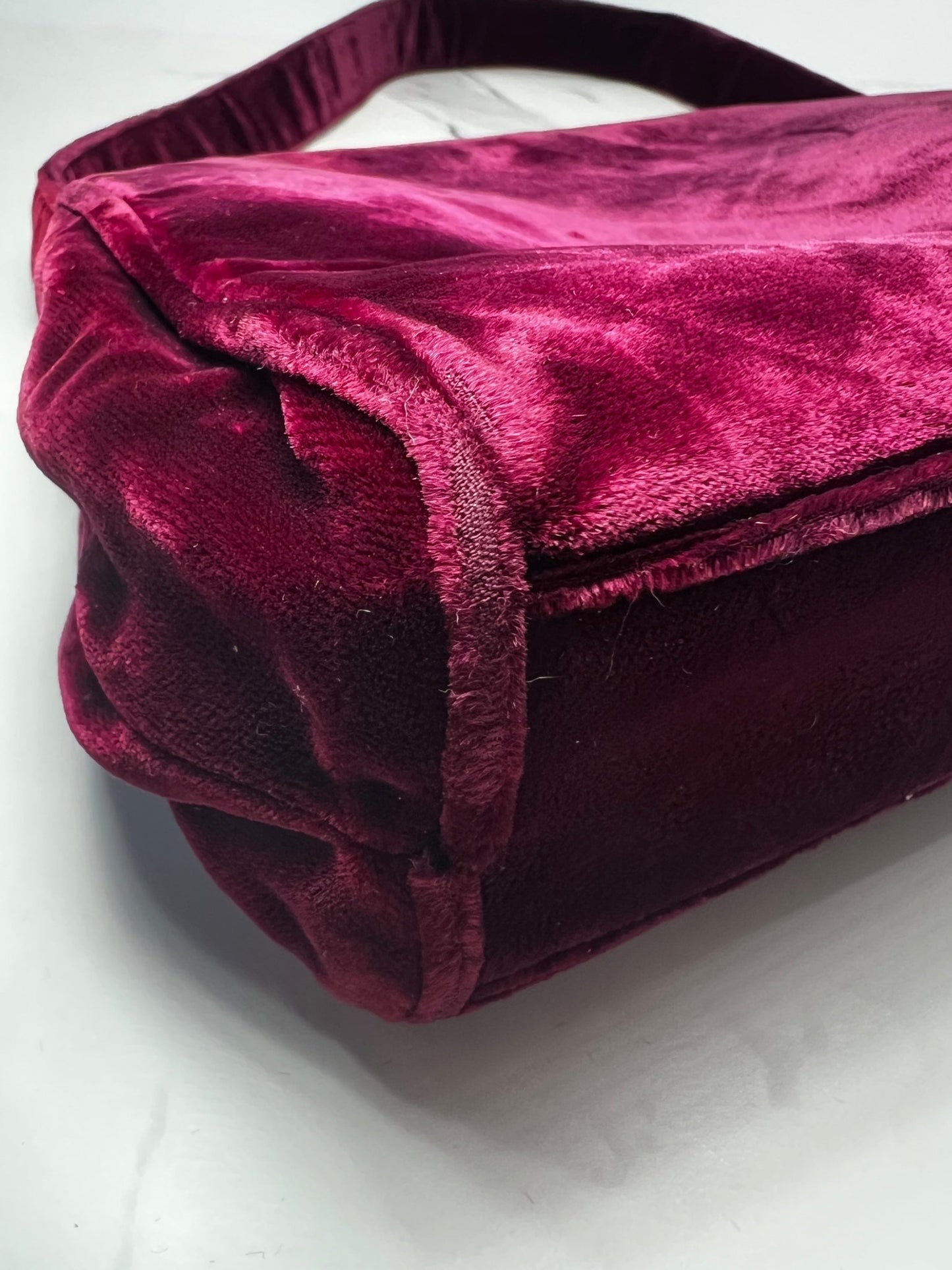 Prada Velour Shoulder Bag Burgundy - Styles via Sina